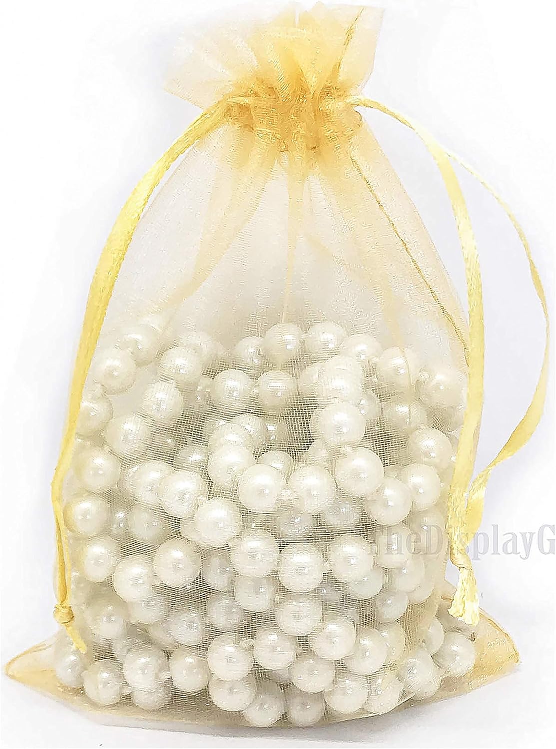 TheDisplayGuys 48-Pack 4x6 Gold Sheer Organza Gift Bags with Drawstring, Jewelry Candy Treat Wedding Party Favors Mesh Pouch