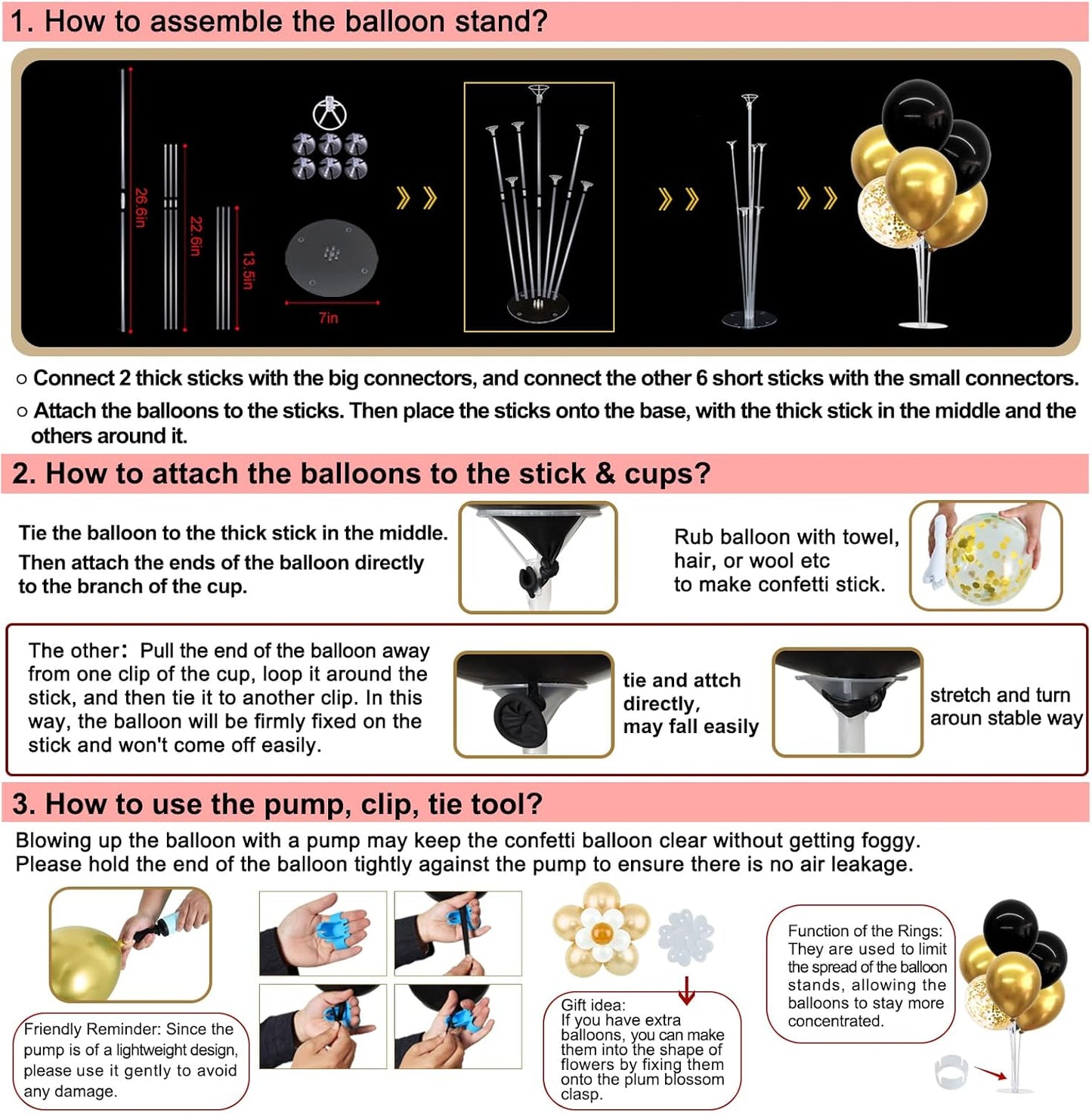 TONIFUL 4 White Gold Party Decorations Balloon Stand Centerpiece Table Decorations for Birthday Graduation Wedding Anniversary Engagement Bridal Shower New Years 2025