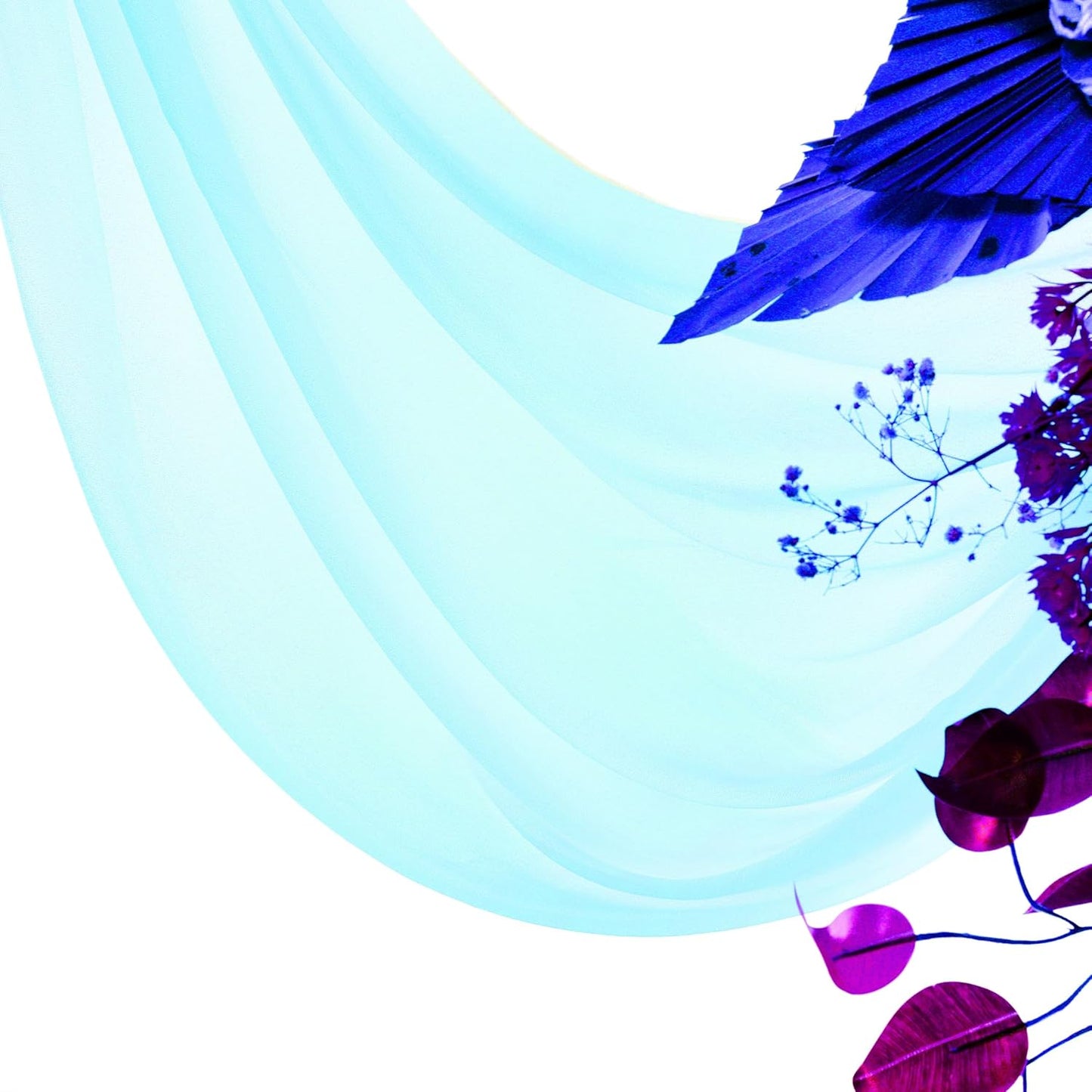 VDS Pack of 3 Panel (30 Inch X 20 Feet) Wedding Arch Draping Fabric Sheer Chiffon Fabric Drapery for Wedding Ceremony Reception Swag Backdrop Canopy Chuppah ARBO Altars Decoration (Teal)