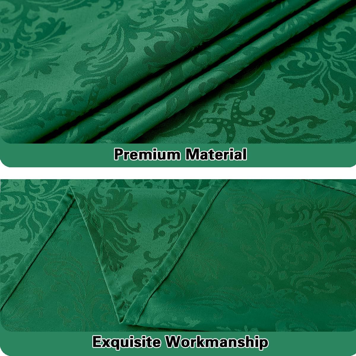 Jacquard Tablecloth Rectangle 52 x 70 Inch, Waterproof Wrinkle Free Damask Table Cloth, Soft Polyester Table Cover for Spring Dining, Easter Party, Banquet, Dinner, Green