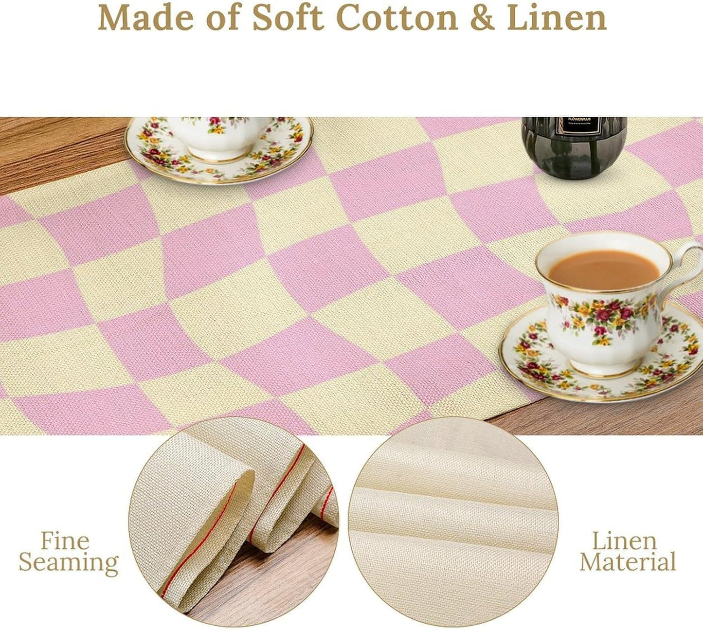 Hippie Table Runner Retro Geometric Square Purple Grid 60s70s Style Kitchen Restaurant Decoration for Indoor and Outdoor Wedding Party Table Runner 13x90 Inch