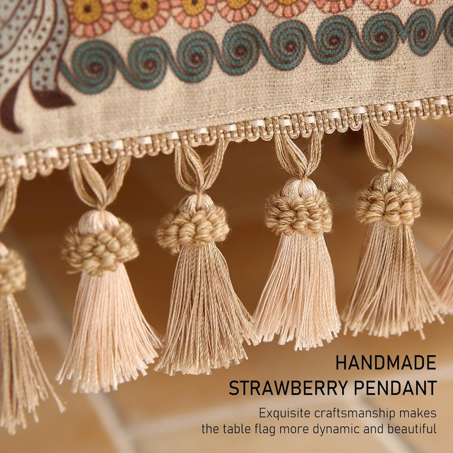 ISAENNE Designer Bohemian Linen Table Runner 87 Inches Long,Elegant Lotus Flowers Pattern Decor Table Runners for Dining Tables,Thanksgiving,Kitchen Tables,Christmas,12"*87"-Hazel A