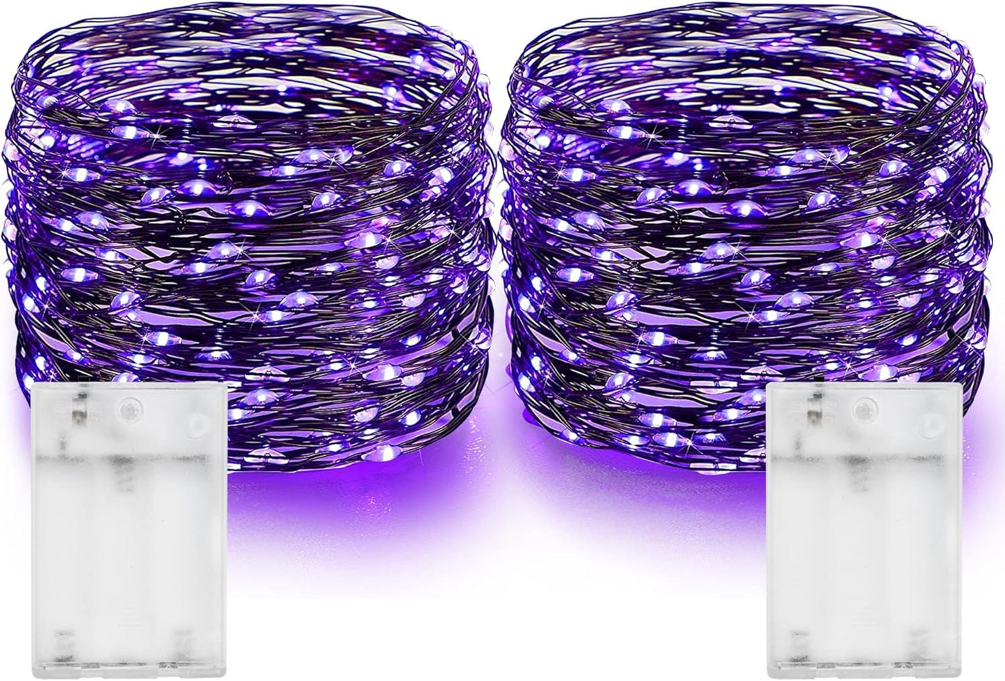 Dazzle Bright Halloween Fairy String Lights, Total 40FT 120LED Copper Wire Battery Operated Waterproof Lights, Halloween Decorations for Indoor Home Outdoor Garden Patio Party Decor (Purple)