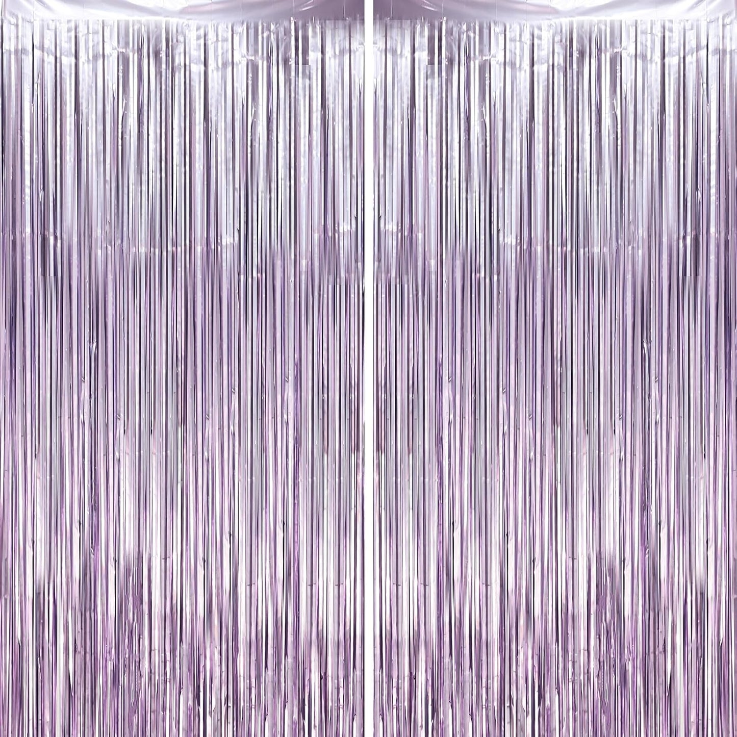 2 Pack Light Purple Foil Fringe Backdrop Curtains, Tinsel Streamers Party Decorations, Fringe Backdrop, Door Shimmer for Baby Shower or Birthday Party