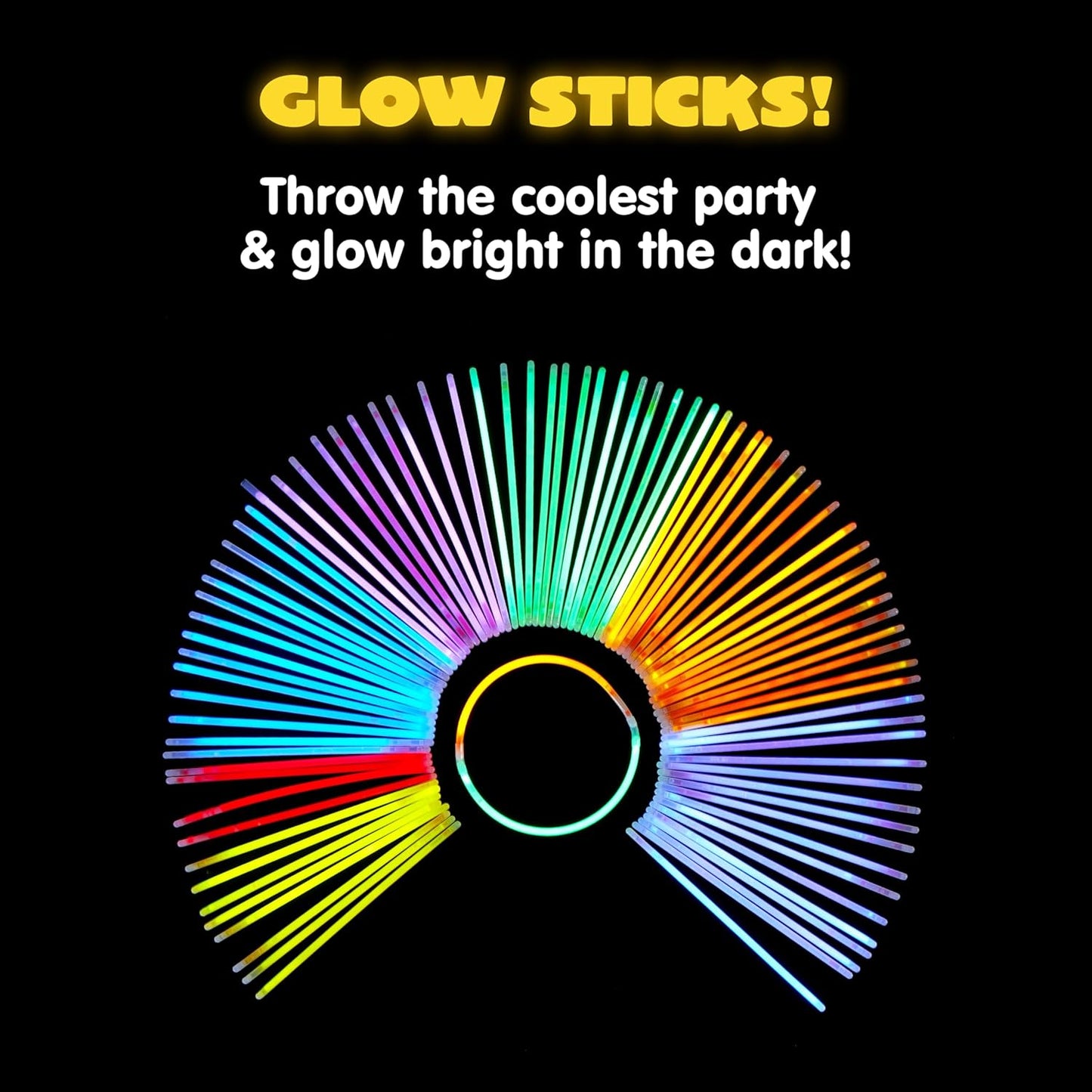 JOYIN 200 Pcs 8" Glowsticks, Halloween Supplies Pack, Bracelets Necklaces, Glow in the Dark Party Favors, Easter, Christmas, Football Party Supplies