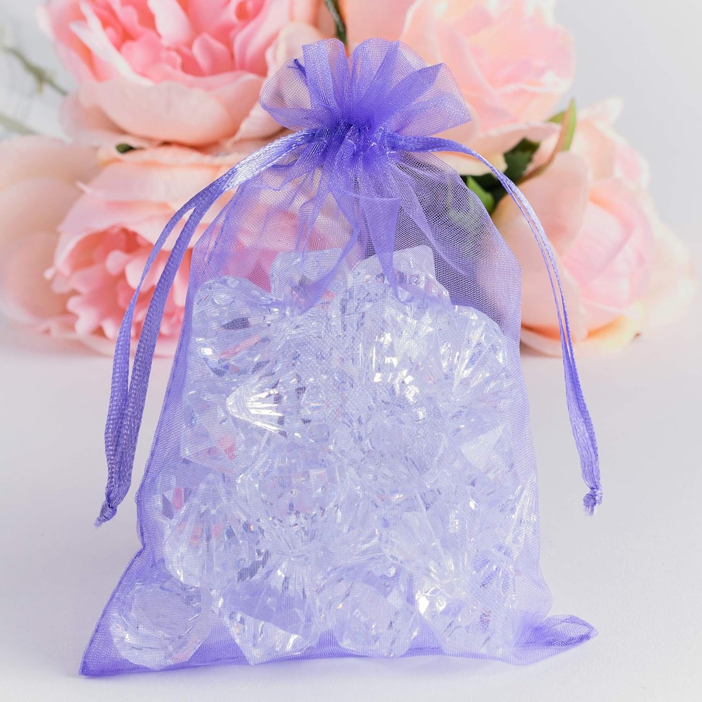 Super Z Outlet 100 Pack 4x6 Inch Mini Sheer Drawstring Organza Transparent Bags Jewelry Sack Pouches for Wedding, Party Decorations, Arts & Crafts Gifts (Purple)