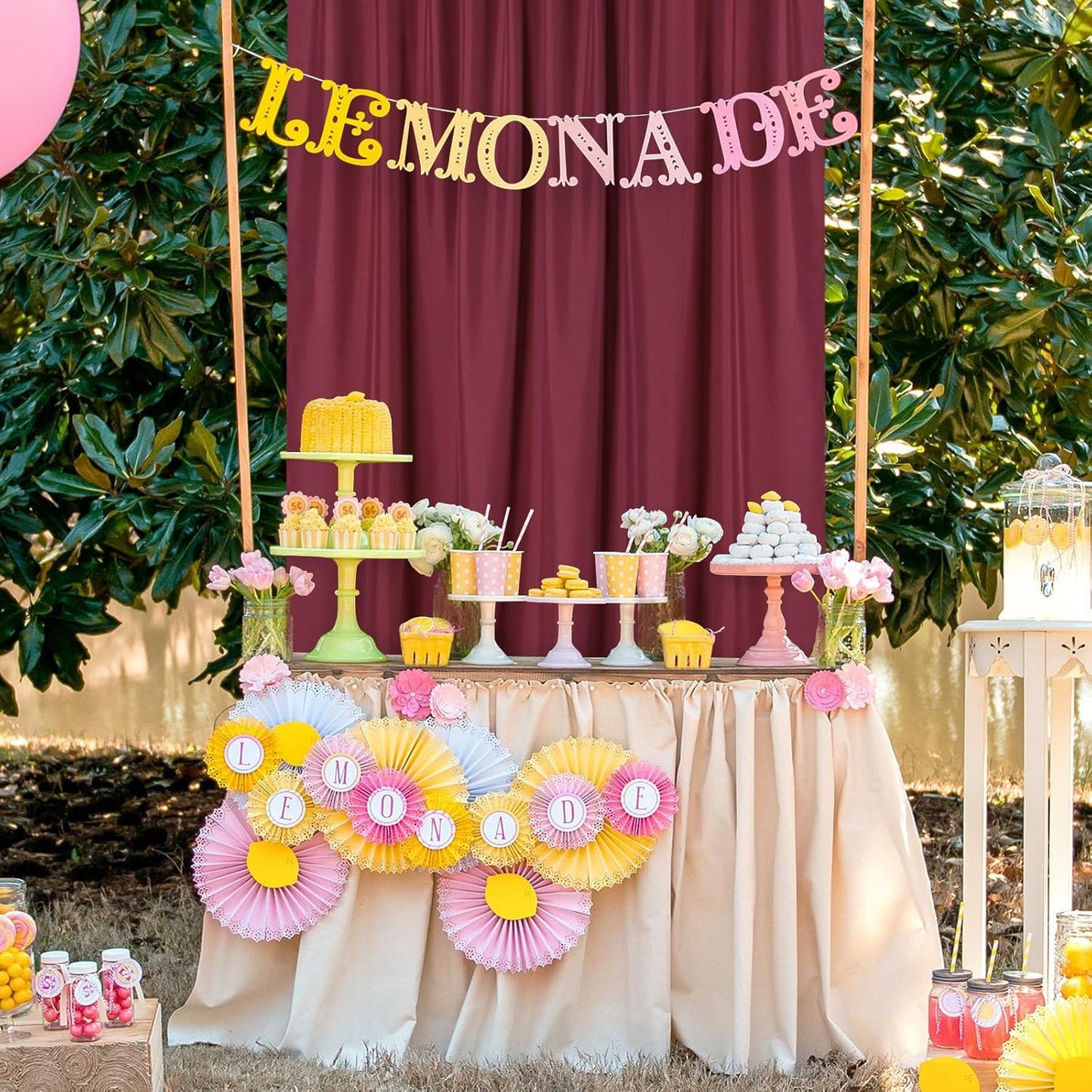 DWCN 10x7 FT Burgundy Backdrop Curtains for Parties, Photography Backdrop Drapes with Rod Pockets for Wedding Decorations Stage Birthday Family Gatherings, 2 Panels 5ft x 7ft