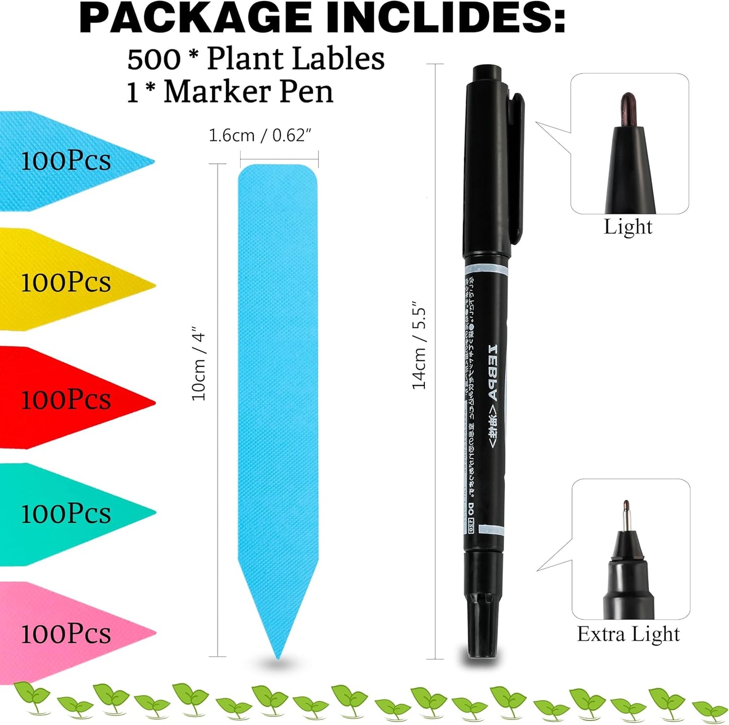 Plant Labels 500Pcs 4 Inch Plastic Plant Name Tags for Seedlings Garden Labels Markers Nursery Plant Tags Seed Labels for Outdoor Garden Plant Label Stakes with Permanet Marking Pen (Mix-Color)