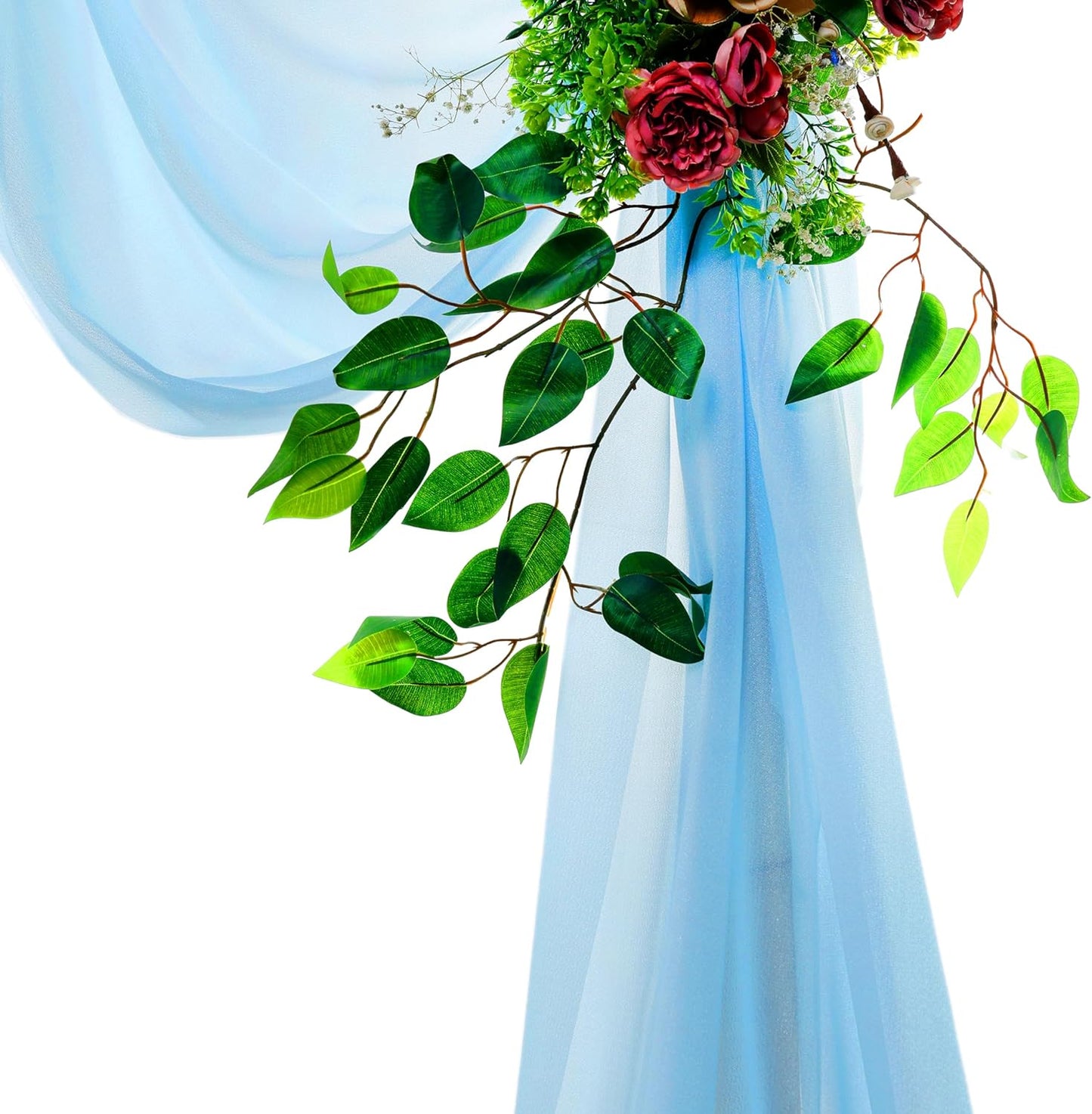 VDS Pack of 3 Panel (30 Inch X 20 Feet) Wedding Arch Draping Fabric Sheer Chiffon Fabric Drapery for Wedding Ceremony Reception Swag Backdrop Canopy Chuppah ARBO Altars Decoration (Turquoise)