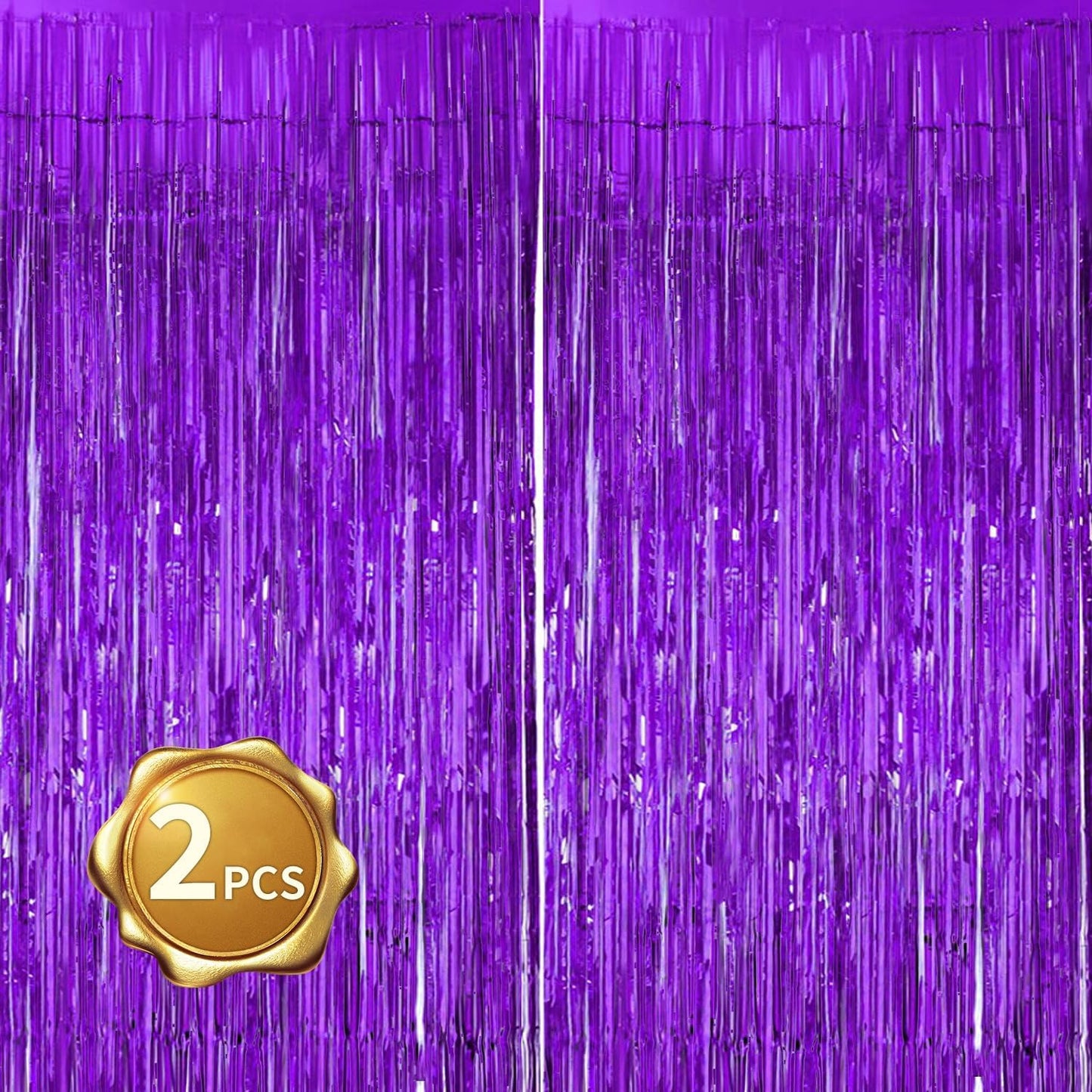 BEISHIDA 2 Pcs Light Purple Violet Door Streamers Tinsel Curtain Party Streamers Backdrop Fringe Foil Wall Background for Birthday Halloween Wedding Party Decoration(3.28 ft x 6.56 ft)