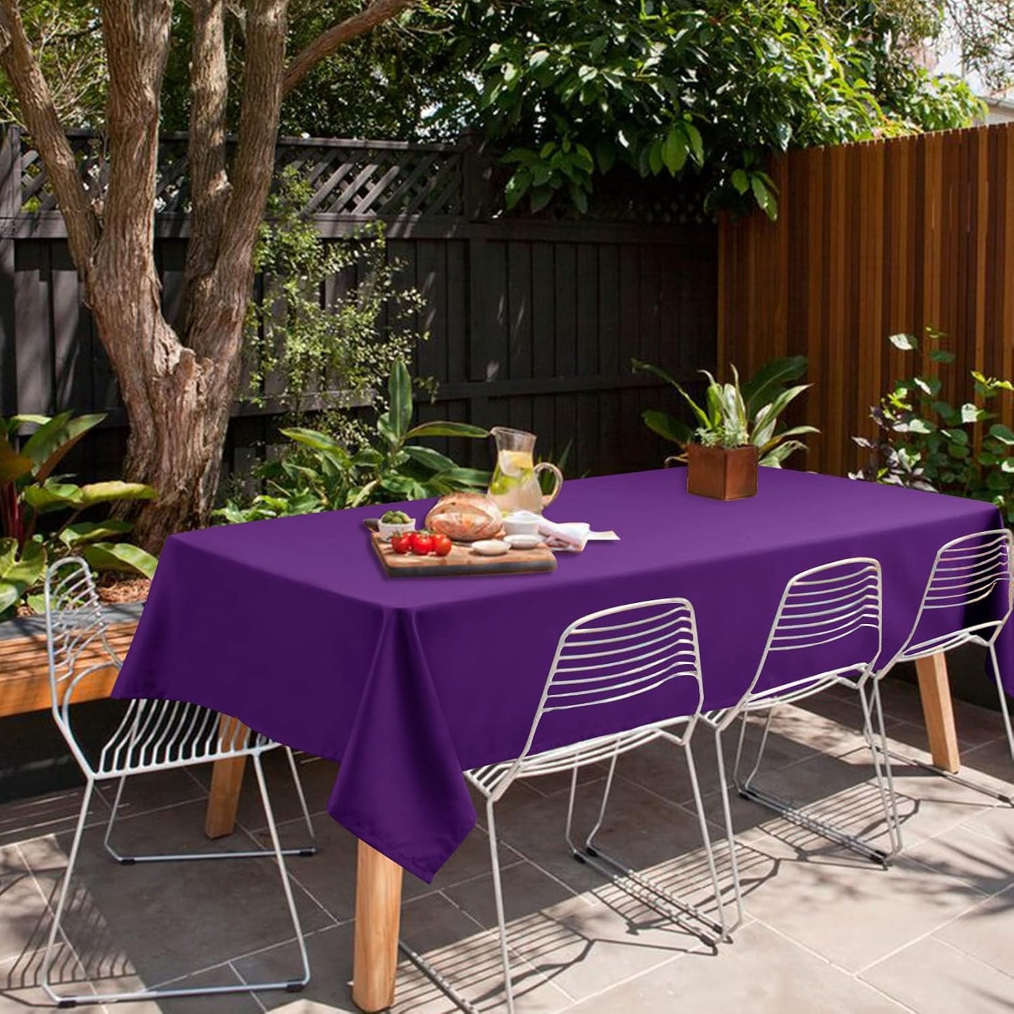 Hiasan Small Tablecloth for Square Tables - Waterproof and Spillproof Washable Fabric Table Cloth for Dining Room Halloween Party (Royal Purple, 40 x 40 Inch)