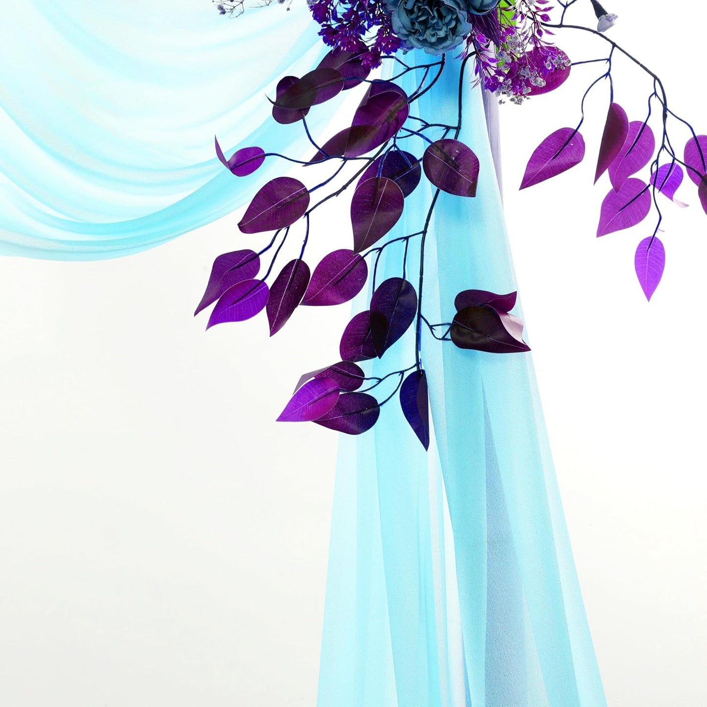 VDS Pack of 4 Panel (30 Inch X 20 Feet) Wedding Arch Draping Fabric Sheer Chiffon Fabric Drapery for Wedding Ceremony Reception Swag Backdrop Canopy Chuppah ARBO Altars Decoration (Teal)