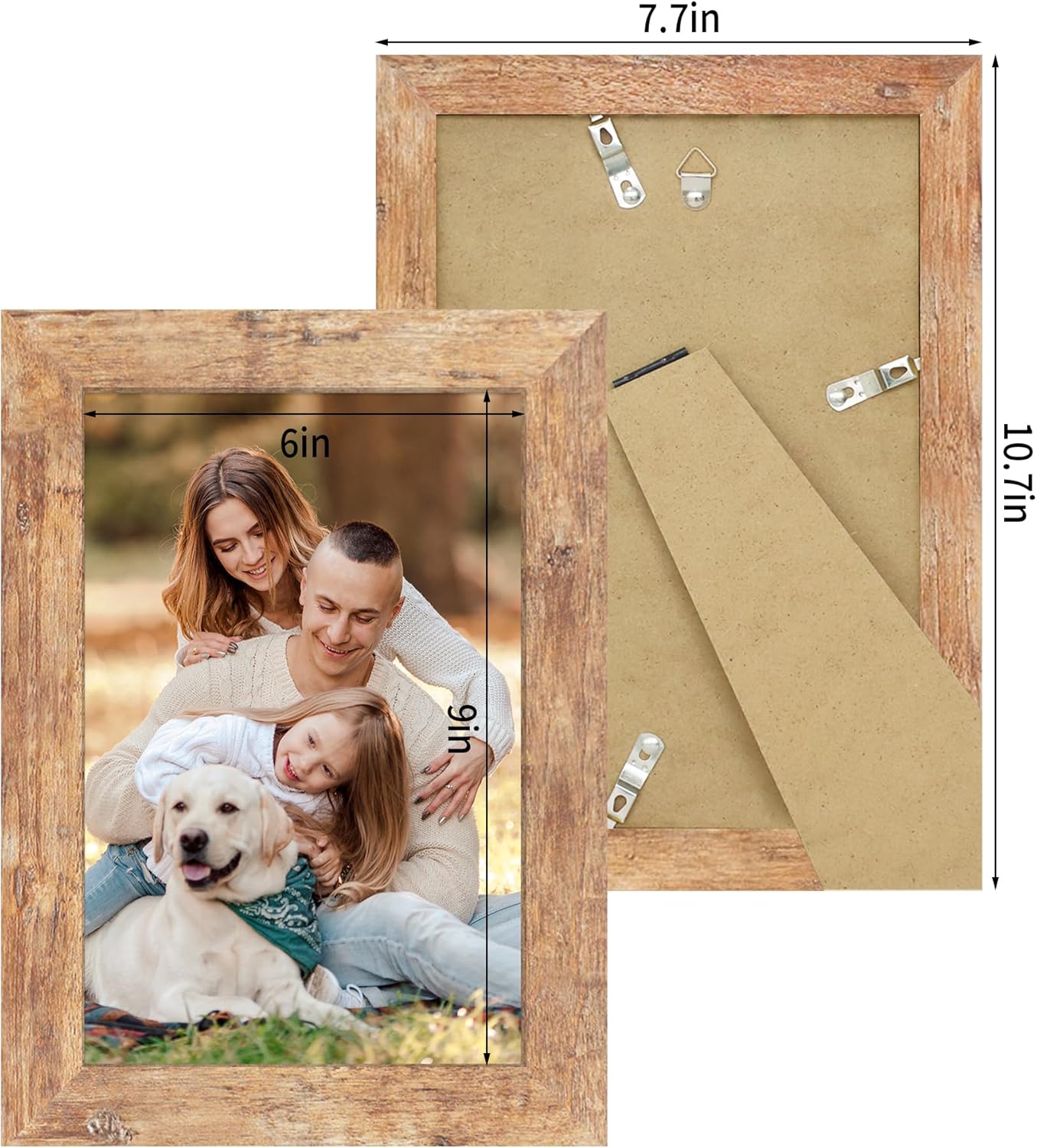 6x9 Picture Frame Set of 4 with High Definition Real Glass, Mixed Color Wood Photo Frames for Desktop Display and Wall Mounting