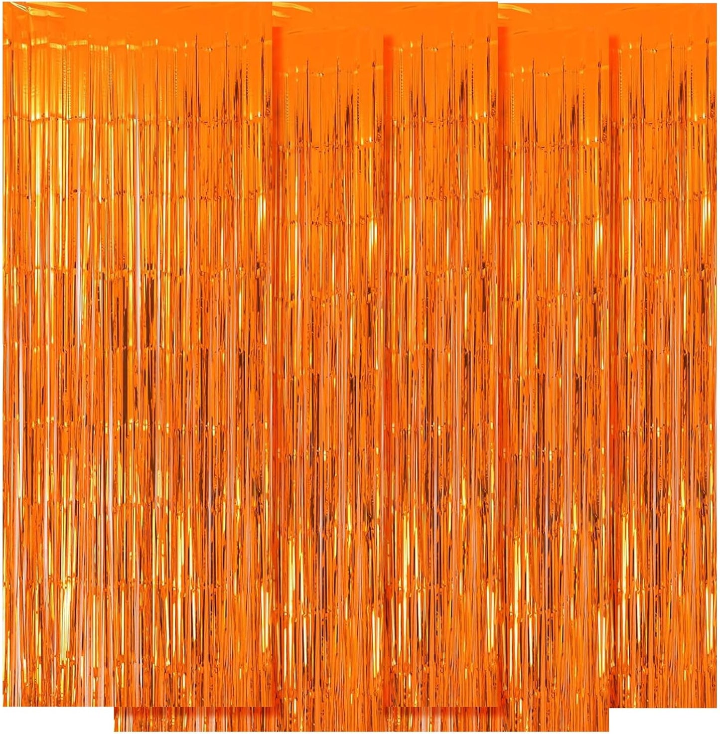 5 Pack Orange Fringe Backdrop 3.2ft x 8.2ft Foil Curtain Tinsel Foil Fringe Curtains Backdrop Tinsel Backdrop Streamers for Birthday Party Decoration Wedding Halloween Christmas Decoration (Orange)
