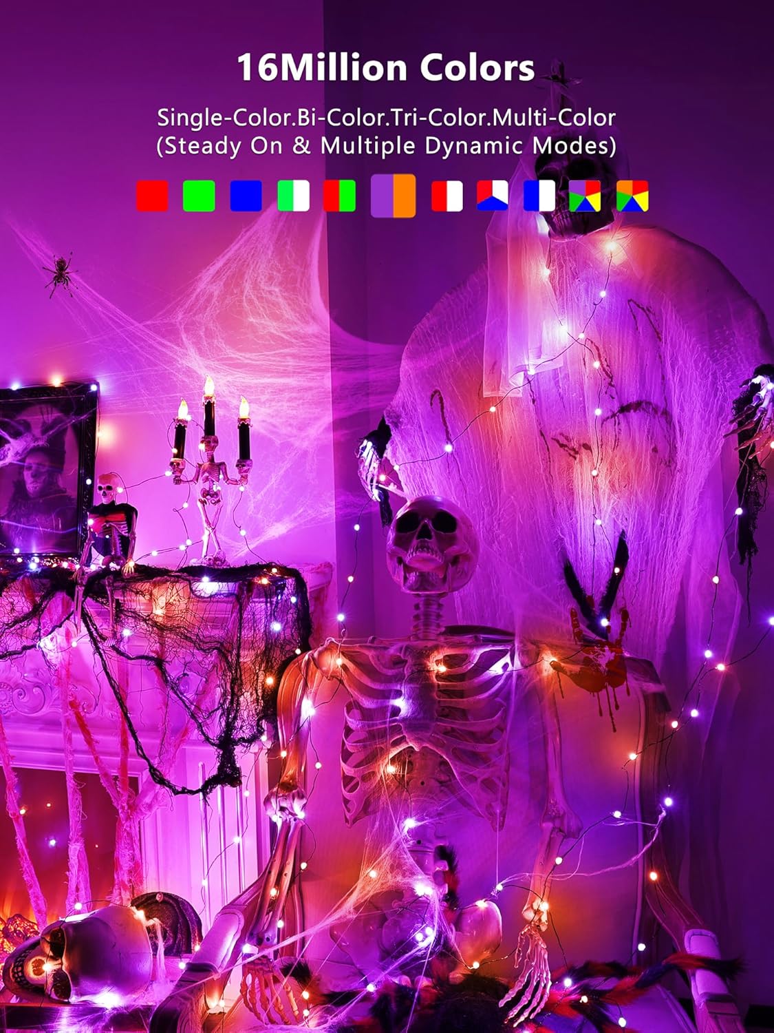 BrizLabs Smart Christmas Lights, 66ft 200 LED Color Changing Xmas Lights Work with Alexa & Google Home, Rainbow Fairy Light Dimmable Halloween Decorative Lighting Green Wire for Xmas Halloween Party