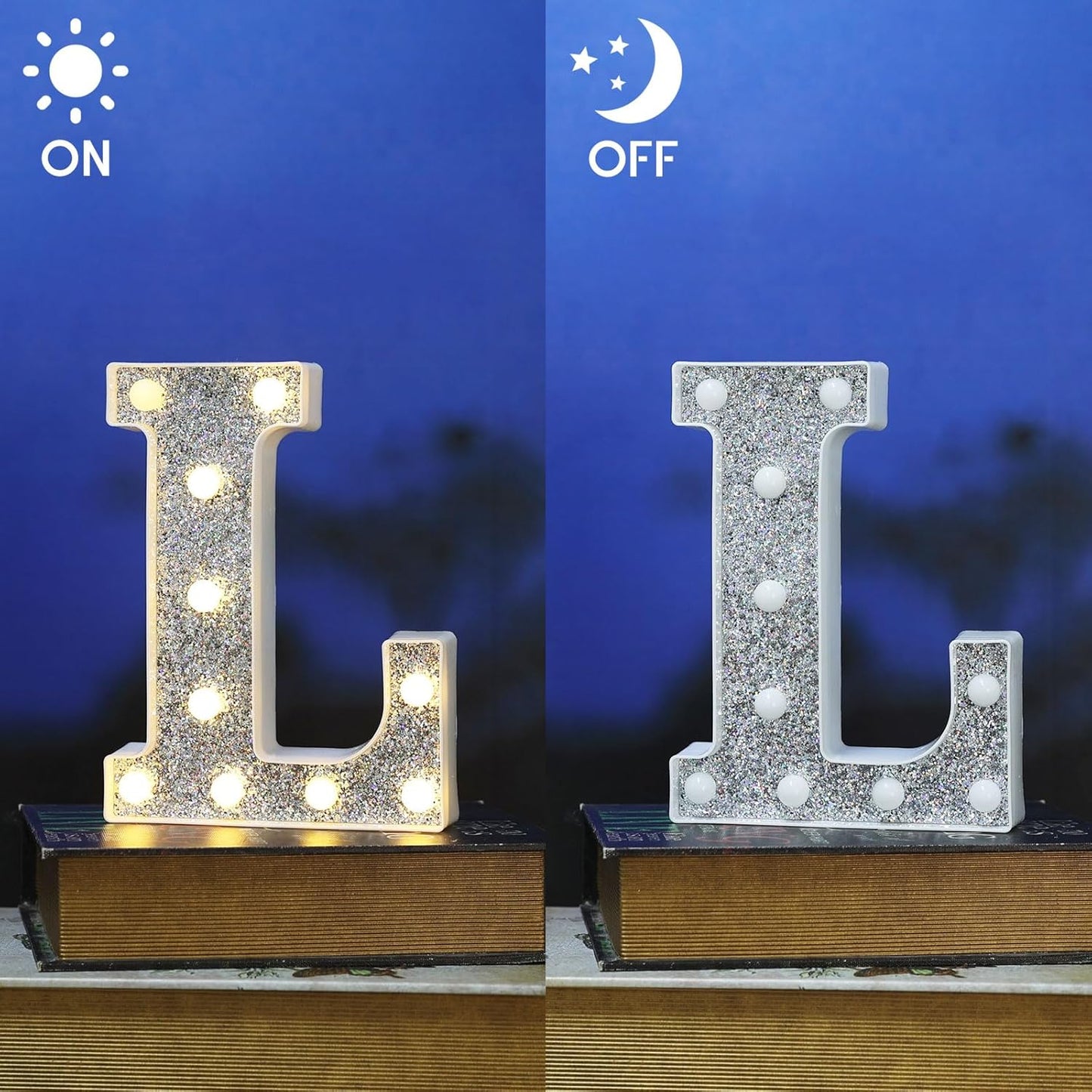 Glitter Light Up Signs for Events, Promotion or Engagement Decor - Alphabet & Number Lighted Letters