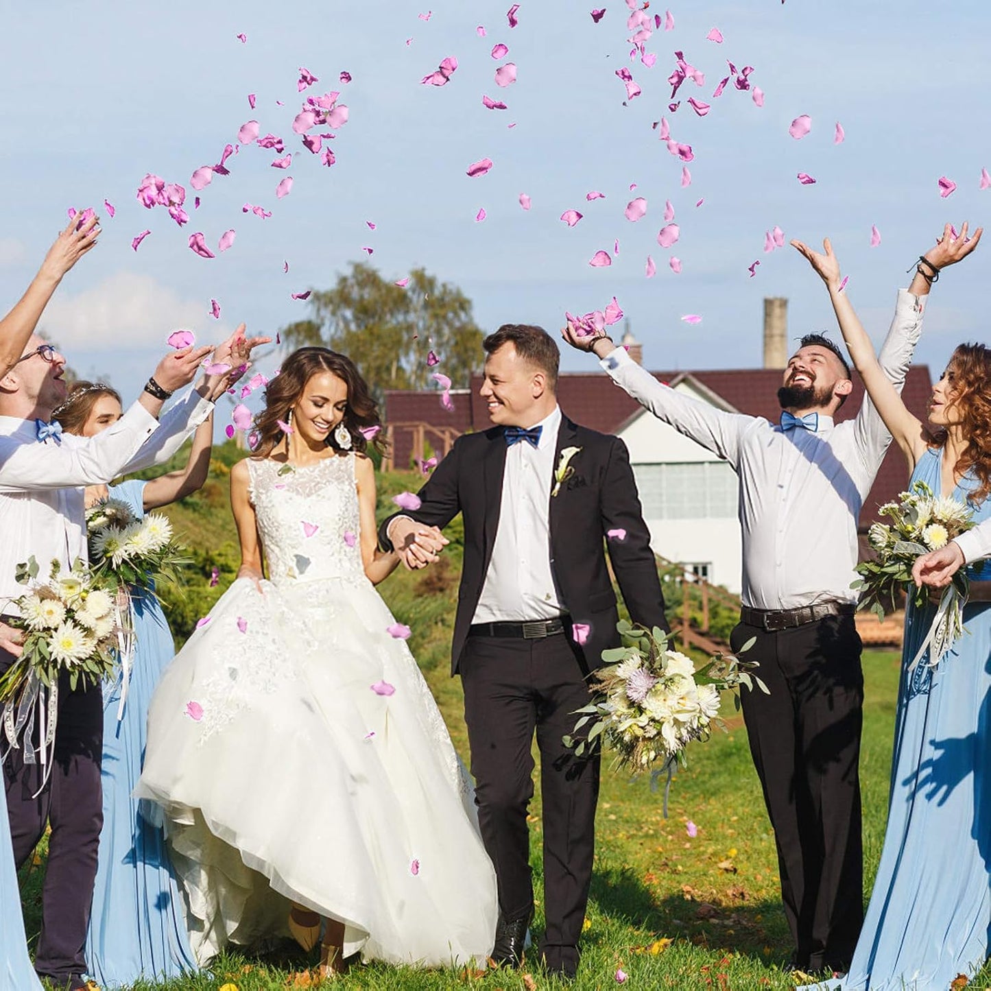 300pcs Silk Rose Petals Pink Artificial Flower Petals for Wedding Flower Girl Basket Table Centerpieces Party Favor Romantic Night Decoration -Pink