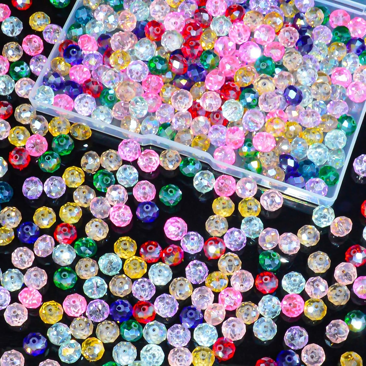 220Pcs Colors Random 10mm Crystal Glass Beads for Jewelry Making Beads for Bracelets Necklace Pendants Making Supplies(Mixed Colors)