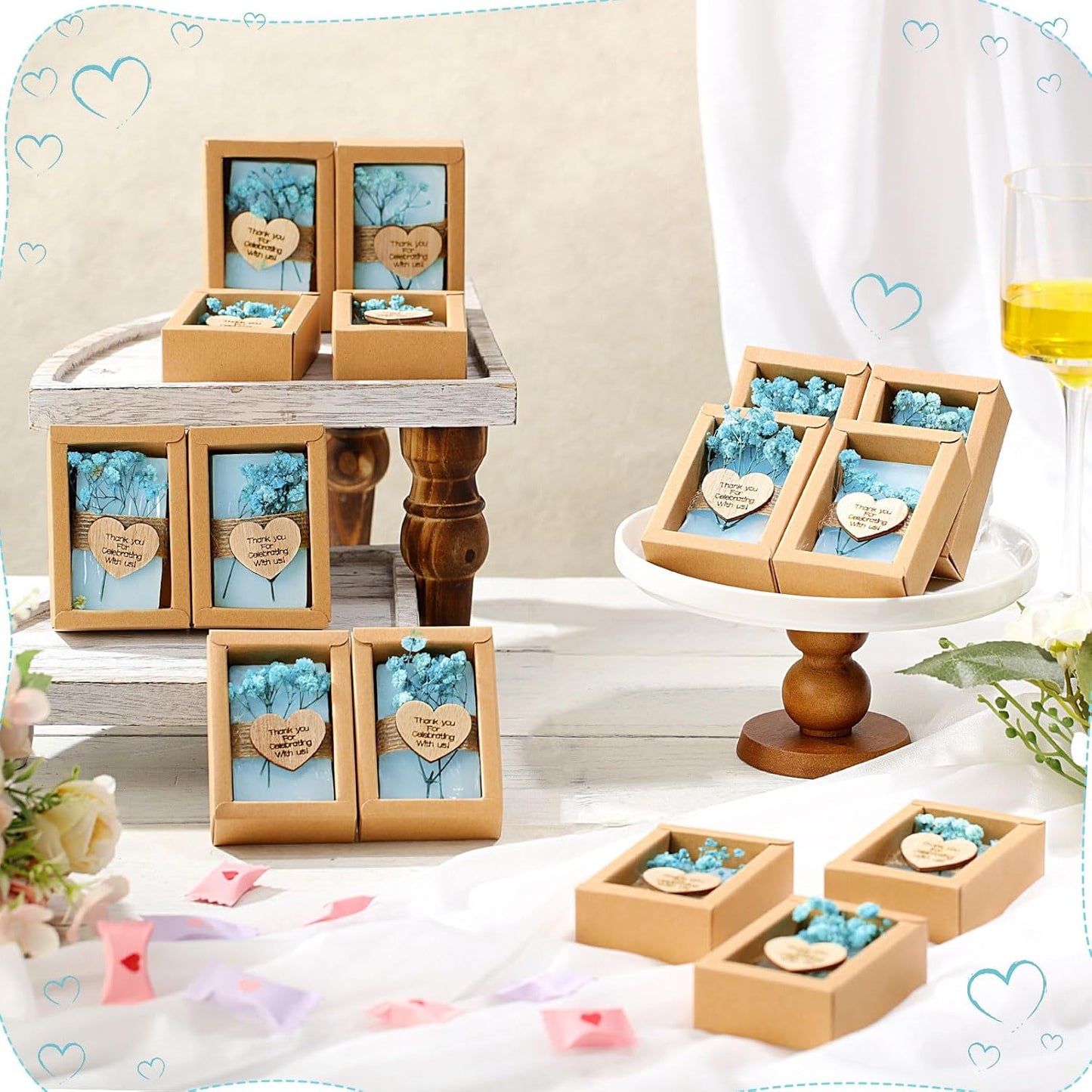 Demissle 30 Pcs Mini Scented Soap Wedding Party Favors Gifts Baby Shower Bridal Shower Handmade Natural Soap Favors for Guests in Bulk for Wedding Souvenirs Engagement Party(Blue)