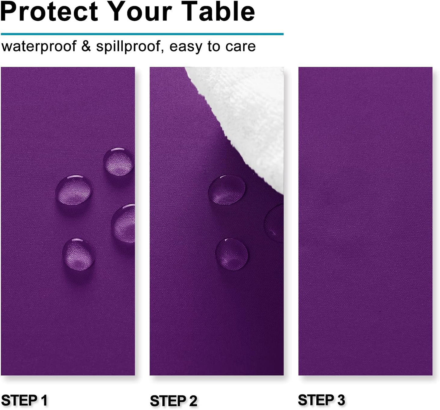 Hiasan Royal Purple Tablecloth for Rectangle Tables - Waterproof and Spillproof Washable Fabric Table Cloth for Dining Room Kitchen Party, 52 x 70 Inch