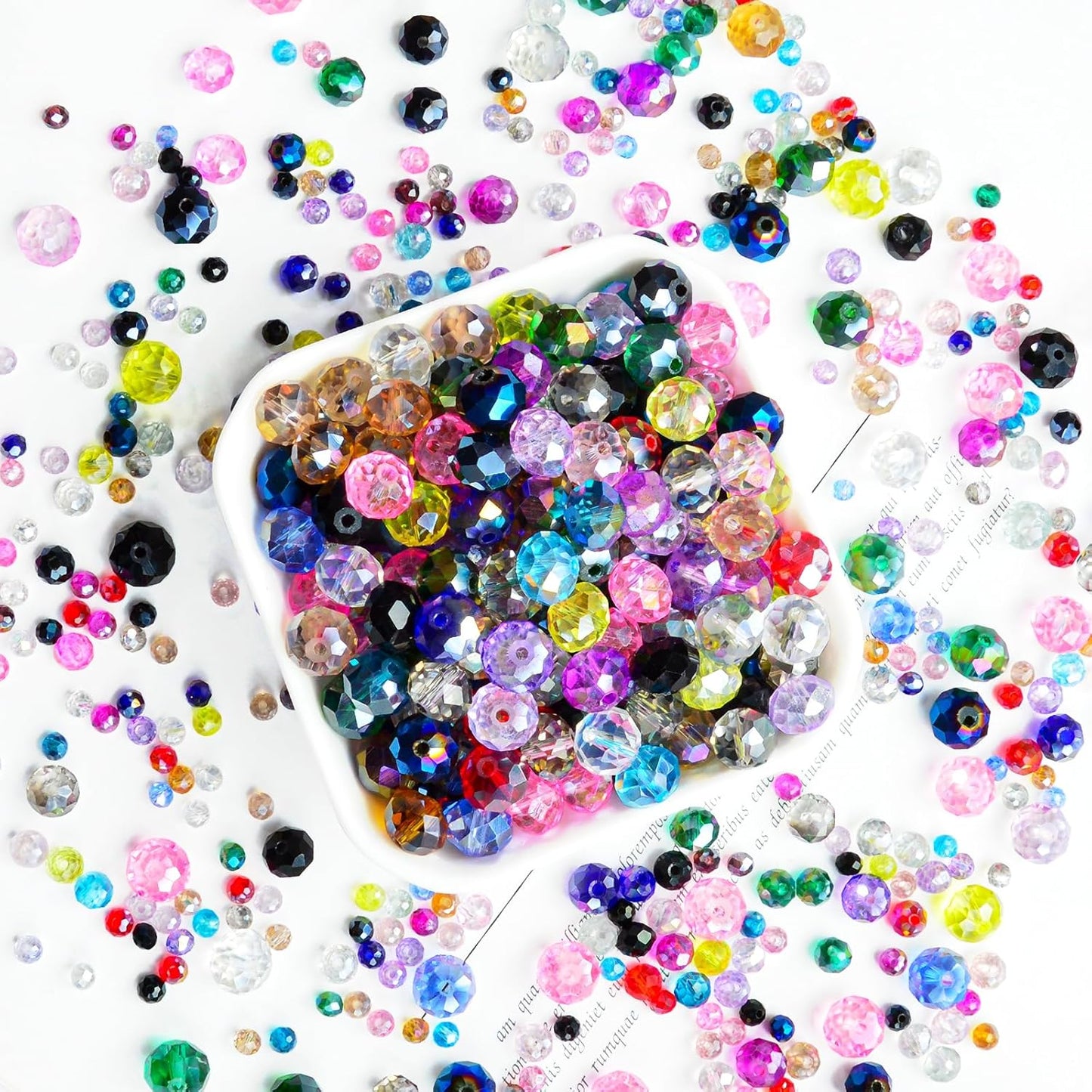 460Pcs Colors Random 8mm Crystal Glass Beads for Jewelry Making Beads for Bracelets Necklace Pendants Making Supplies(Mixed Colors)