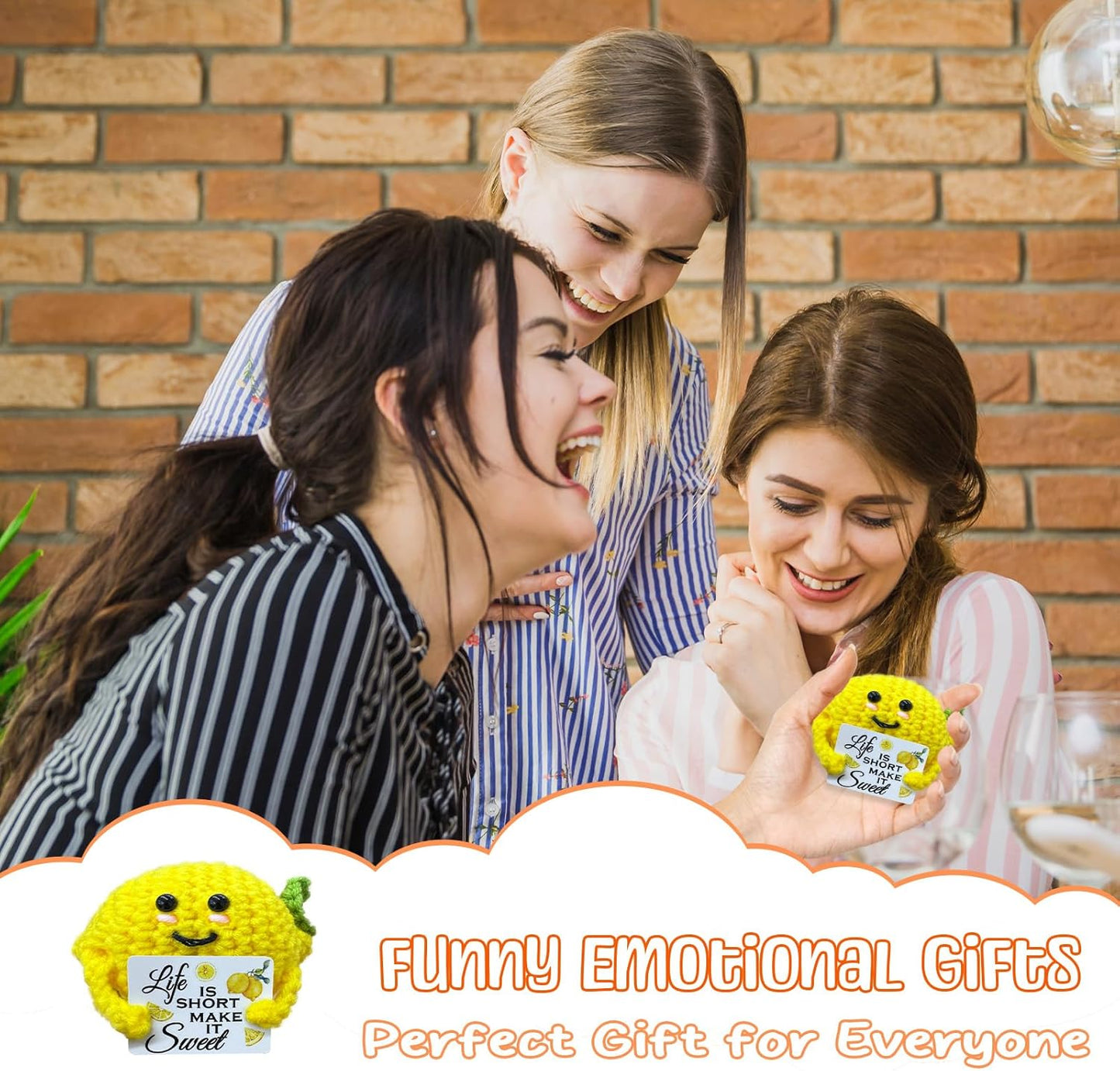 Emotional Support Crochet Lemon,Lovely Gift for Friends,Mom,Dad,Grandpa,Grandma,Colleagues,Classmates,Graduation Gift,Home Office Decoration