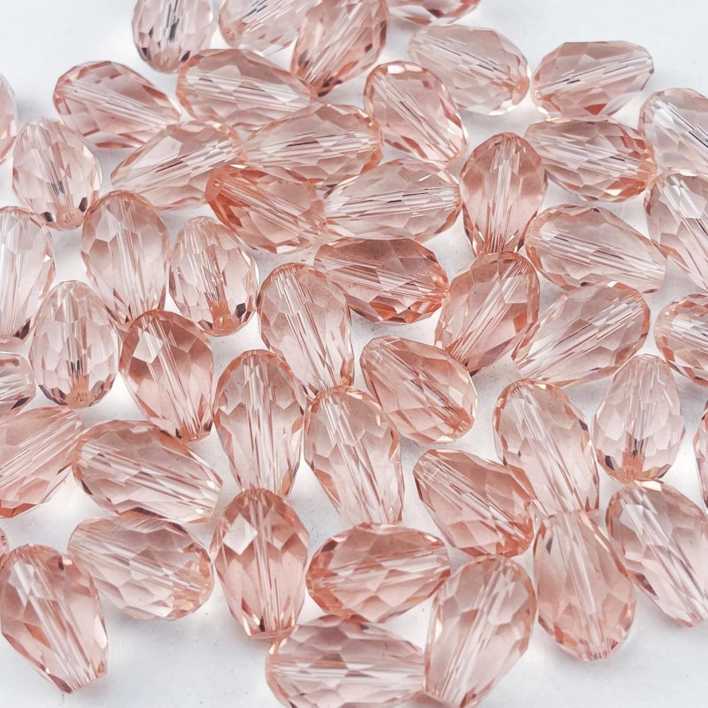 150pcs 4x6mm Teardrop Crystal Glass Beads for Jewelry Making, Faceted Vertical Hole Teardrop Glass Spacer Beads for Wind Chimes Bracelet Earring Necklace DIY Craft(Pink)