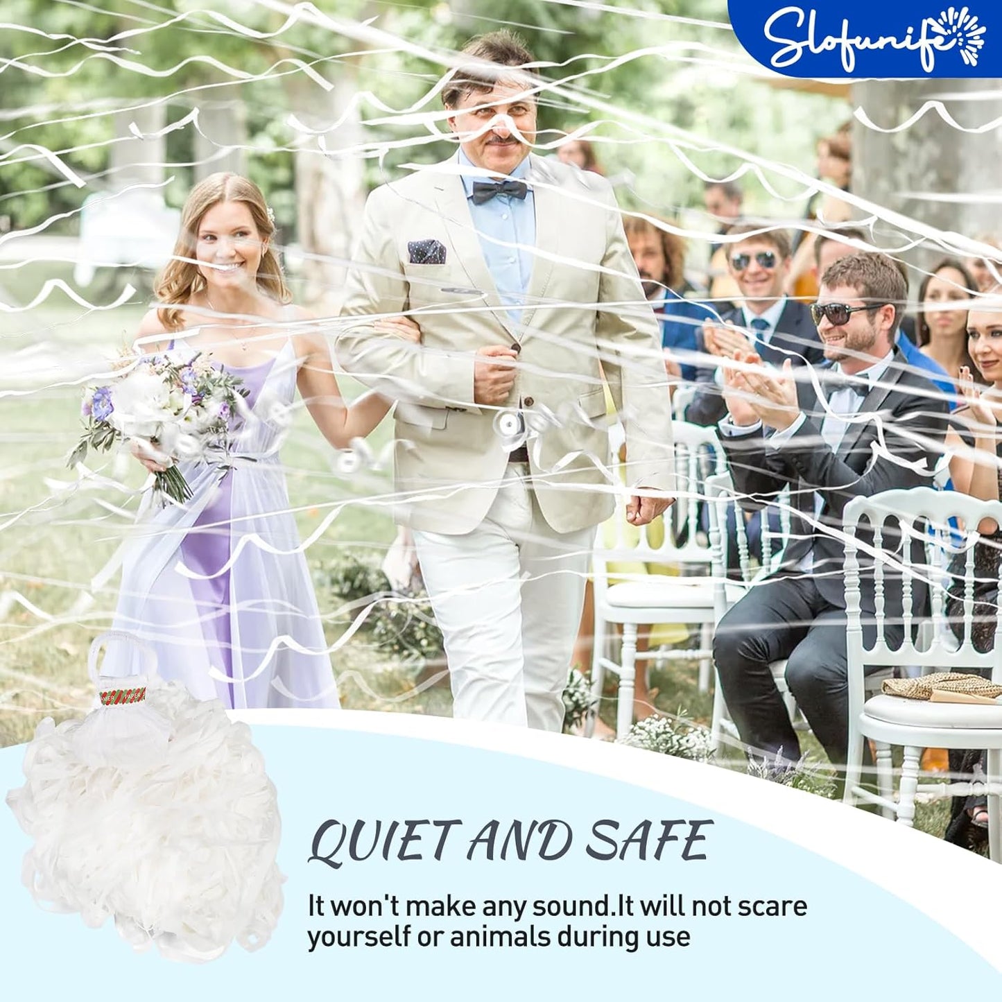 No Mess Streamers 100pack, White Confetti Poppers,Hand Throw Party Poppers No Mess for Birthday, Graduation, Wedding Send Off, Engagement Party Favors（White 100Pack）