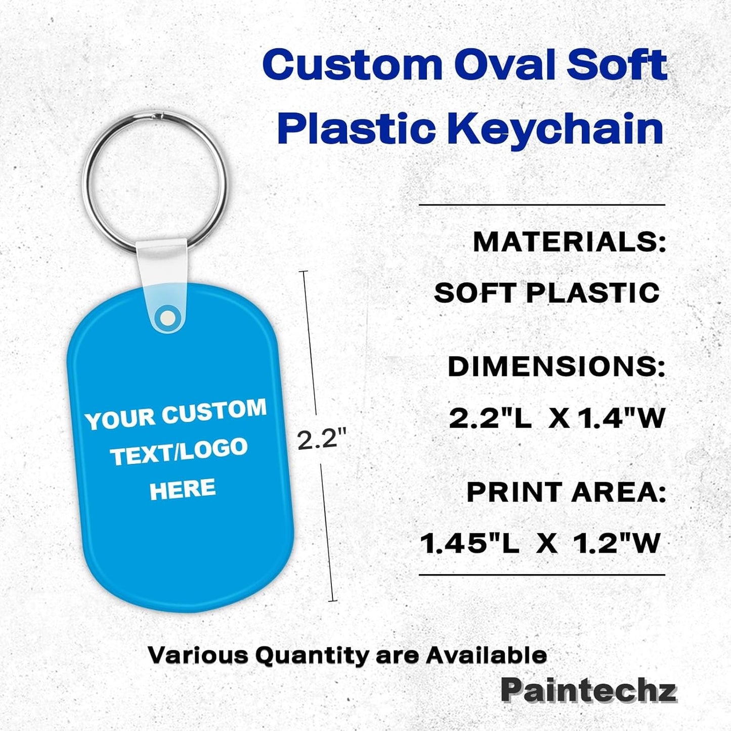 Custom Oval Soft Keychains 1000 Pack, Personalized Logo, Text Bulk - Perfect for Tradeshows, Party Favors, Campaign Gifts - Customizable Key Tags