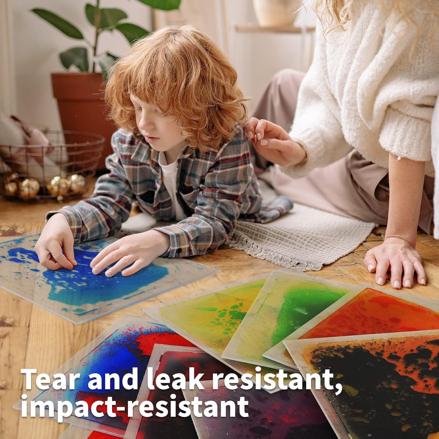 Art3d Liquid Fusion Activity Play Mat for Kids, Pack of 9 Tiles 12" X 12", Transparent Substrate