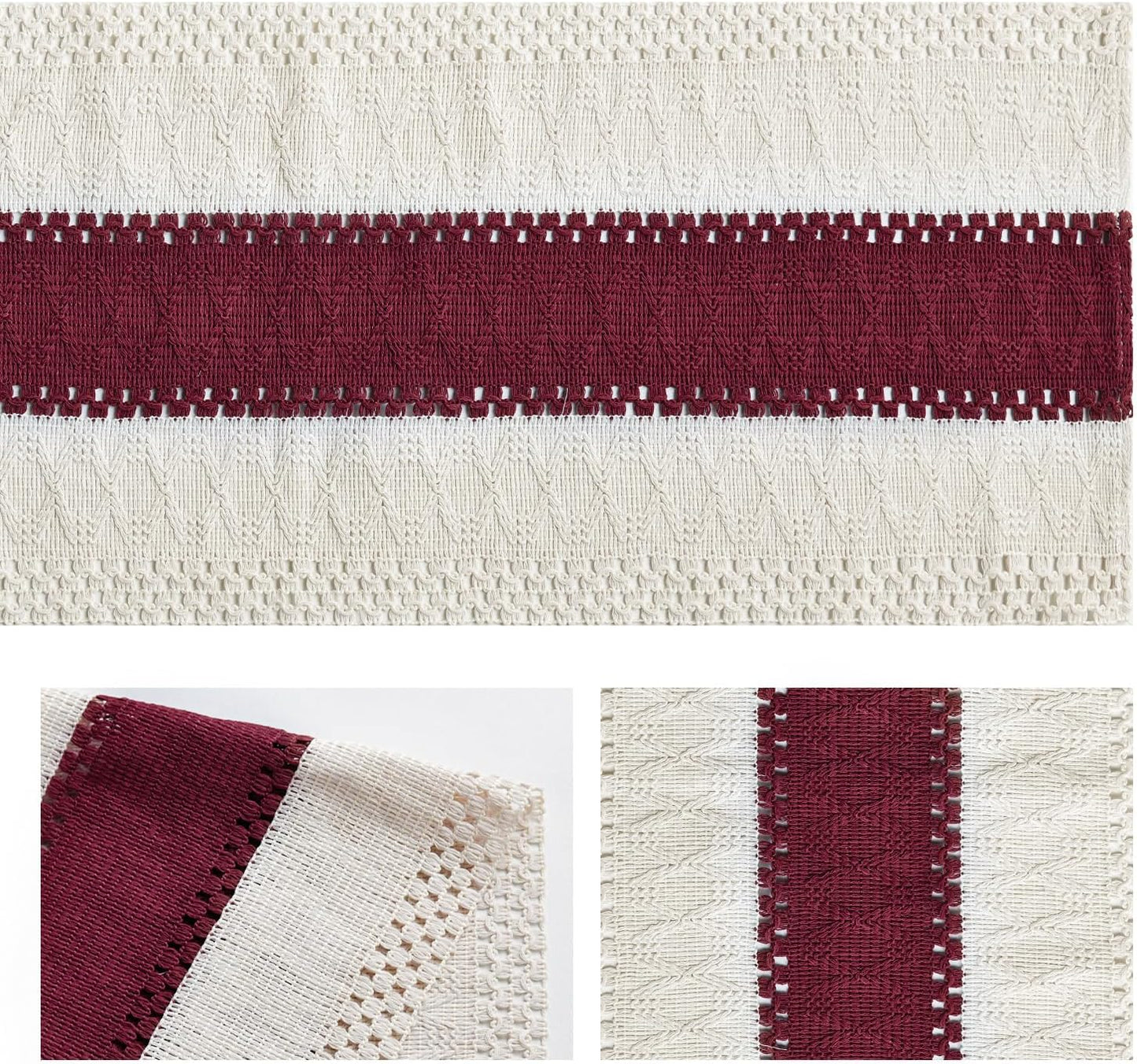 Artoid Mode Red Farmhouse Rustic Table Runner, Seasonal Holiday Hollow Kitchen Dining Table Decoration for Home Party Decor 12x60 Inch