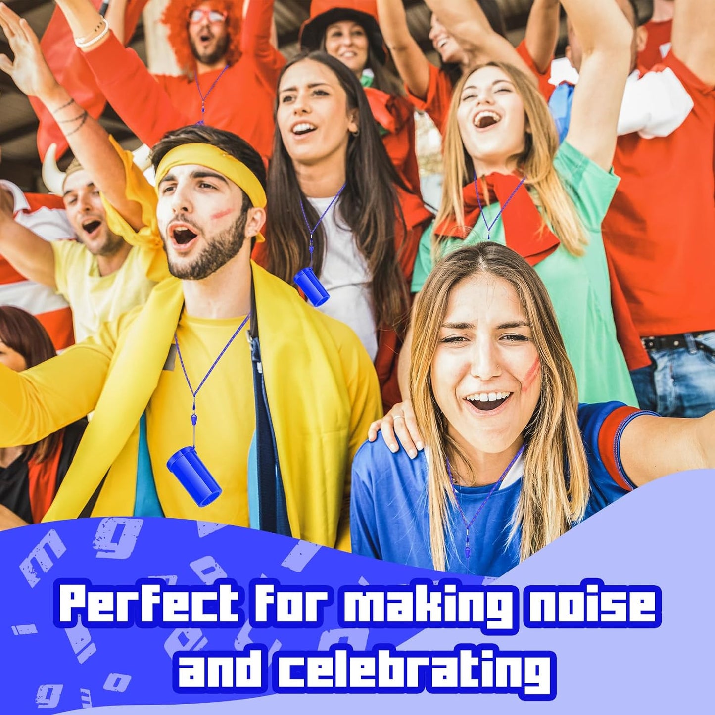 12 Pcs Mini Air Horns 3 Inch Noisemakers for Sporting Events Parties Celebrations Loud Noise Maker Blow Horn Noise Whistle with Lanyard for Birthday Party Celebrations Goodie Fillers（Blue）