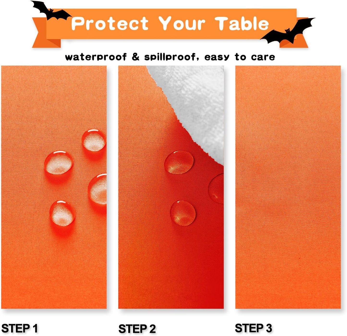 Hiasan Small Tablecloth for Square Tables - Waterproof and Spillproof Washable Fabric Table Cloth for Dining Room Thanksgiving Party (Pumpkin Orange, 40 x 40 Inch)