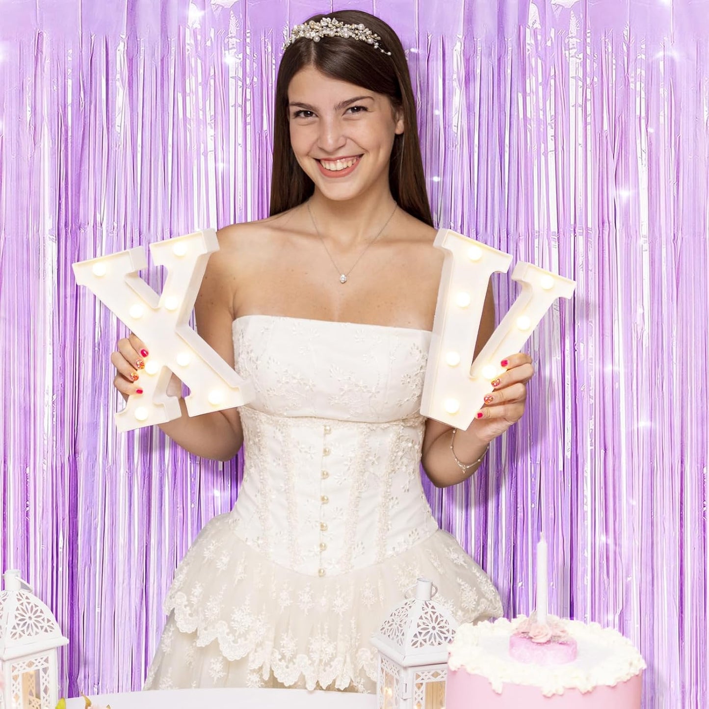 5 Pack Purple Foil Curtain Backdrop 3.2ft x 8.2ft Tinsel Foil Fringe Curtains Macaron Photo Booth Streamer Backdrop for Party Decorations Birthday Baby Shower Bachelorette Holiday (Pastel Purple)