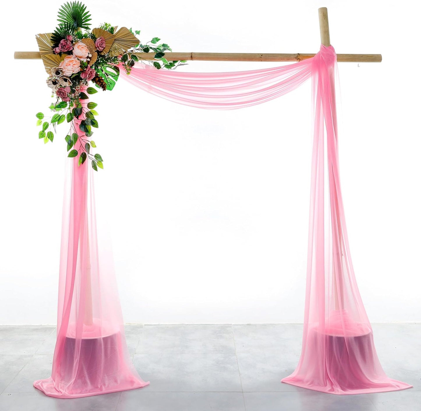 VDS Pack of 1 Panel (30 Inch X 50 Feet) Wedding Arch Draping Fabric Sheer Chiffon Fabric Drapery for Wedding Ceremony Reception Swag Backdrop Canopy Chuppah ARBO Altars Decoration (Coral)