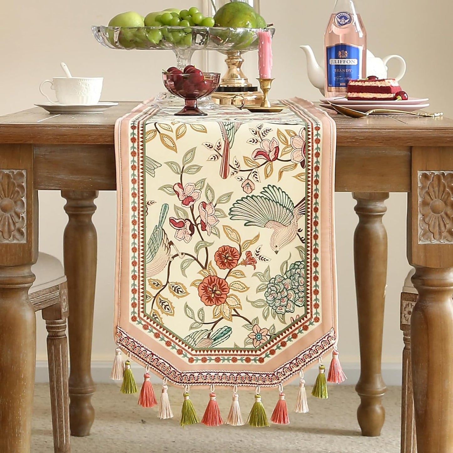 patdrea Velvet French Table Runner Farmhouse for Home Kitchen Dining Decor Parties Family Dinners Wedding 12"*71"