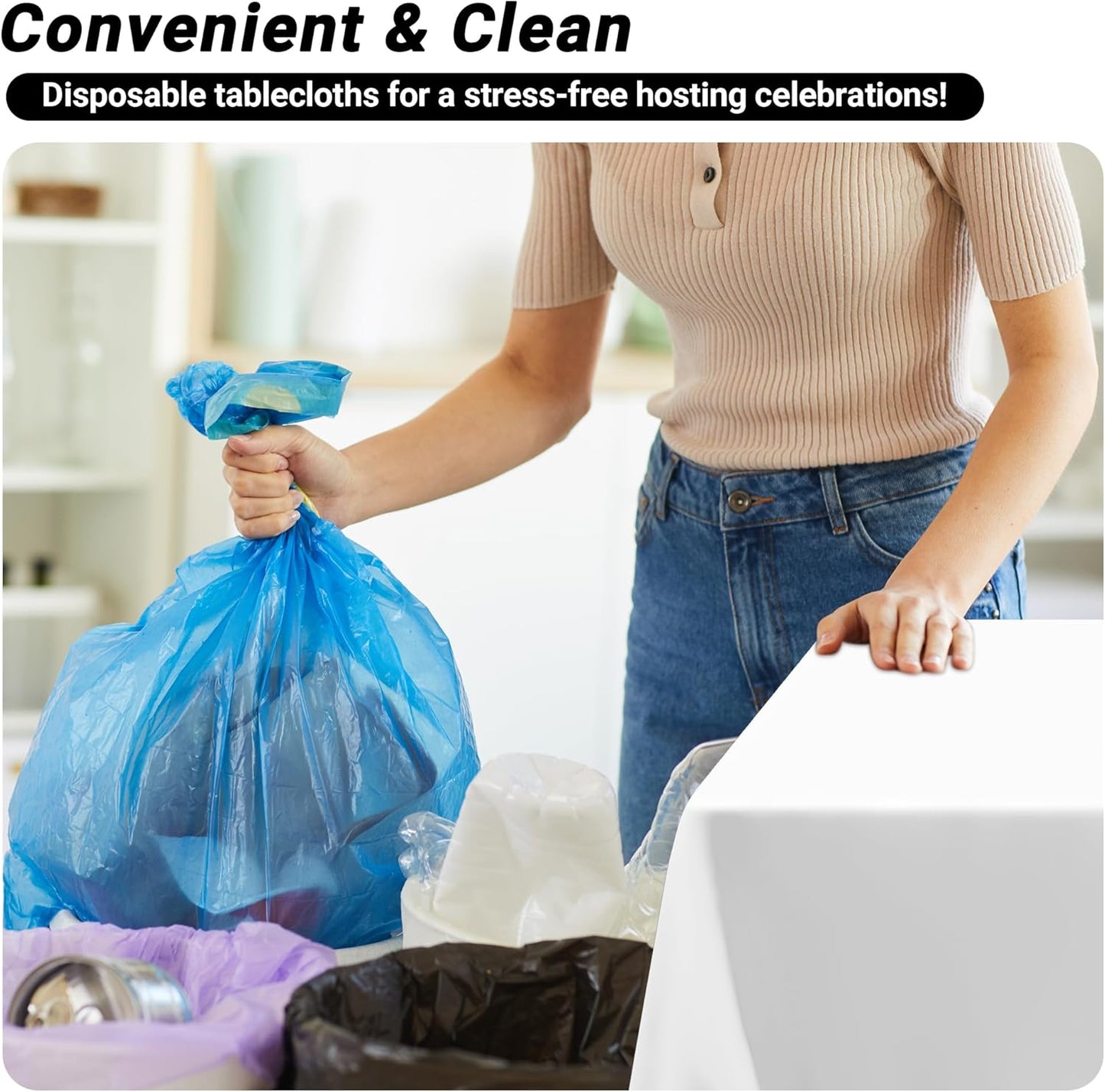 4 Packs White Plastic Tablecloth, Sturdy Disposable Table Cloth, 54 X 108 Inches Paper Table Cloths for Parties Disposable, Effortless Cleanup for Picnic Table Cloths Parties Birthday and Any Occasion