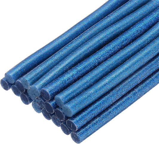 uxcell 20pcs Hot Glue Sticks for Glue Gun 7mm/0.28-inch x 4-inch Mini Hot Melt Adhesive Glue Stick Glitter Blue