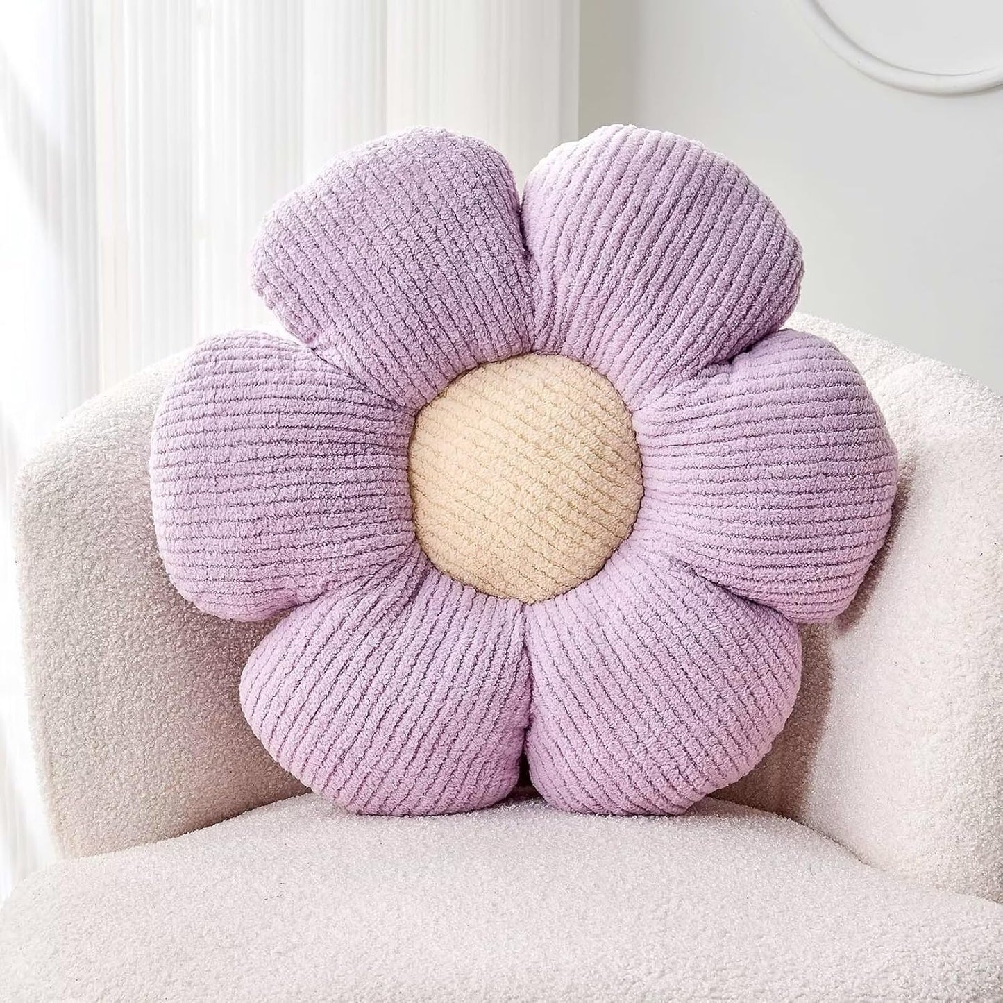 Flower Throw Pillow, Soft Lavender 14.9" Shaped Floor Pillow for Home Decor, Cute Aesthetic Plush Decorative Pillows for Bed, Sofa, Couch