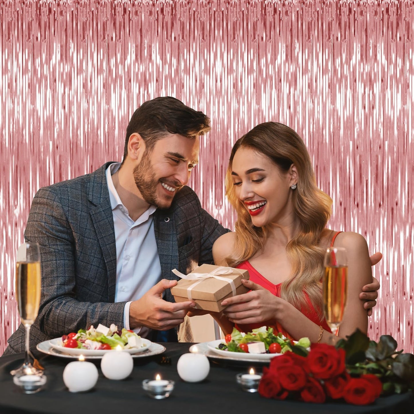 3 Pack Rose Gold Backdrop Birthday Decorations Foil Curtain Backdrop Bachelorette Party Decorations Rose Gold Party Decor Streamers Groovy Birthday Party Decorations