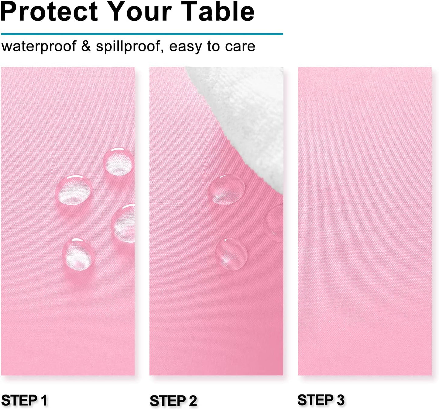 Hiasan Pink Tablecloth for Rectangle Tables - Waterproof and Spillproof Washable Fabric Table Cloth for Dining Room Kitchen Party, 60 x 84 Inch