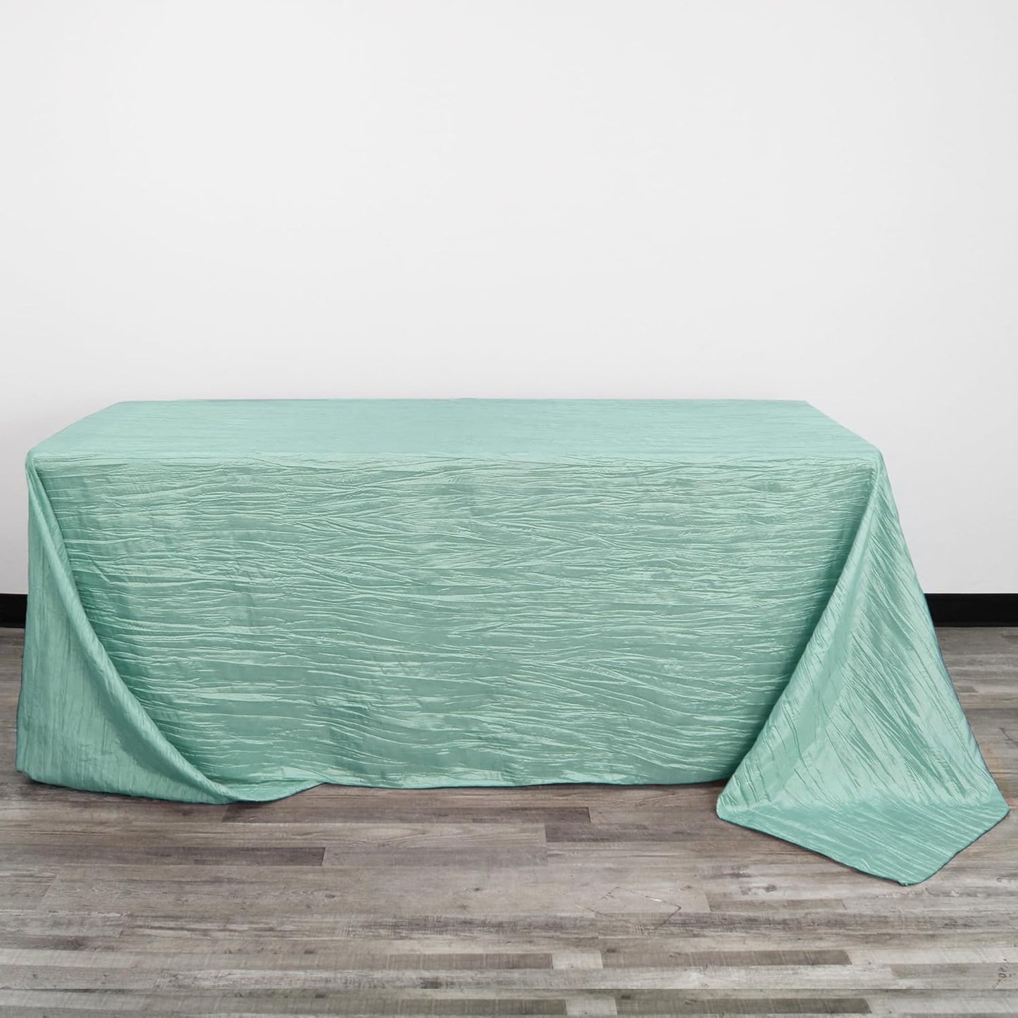 YOUR CHAIR COVERS - 90 x 132 inch Rectangular Crinkle Taffeta Tablecloth - Robin Egg, Rectangle Table Linens for 6 ft Rectangular Tables, Wedding Crushed Table Cloth