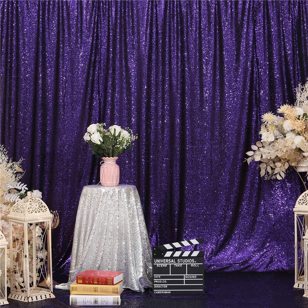 Eternal Beauty Purple Sequin Backdrop, 6x6 Ft Halloween Glitter Background Curtains for Shimmer Photography Party Wedding Birthday Back Drop Decor
