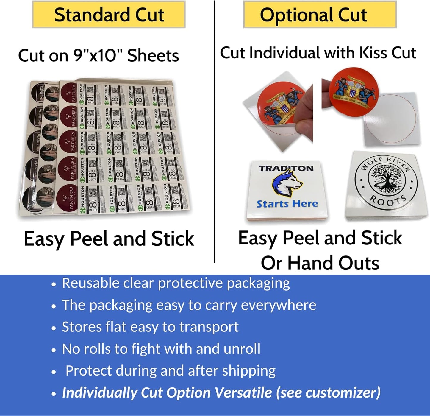 avgrafx 120 Custom 2x2 Square Corner Logo Stickers Labels, Waterproof, Dishwasher Safe - Small Business Sticker with Logos, Personalize with Your Own Designs. - Made in The USA (2x2 Square Corner)