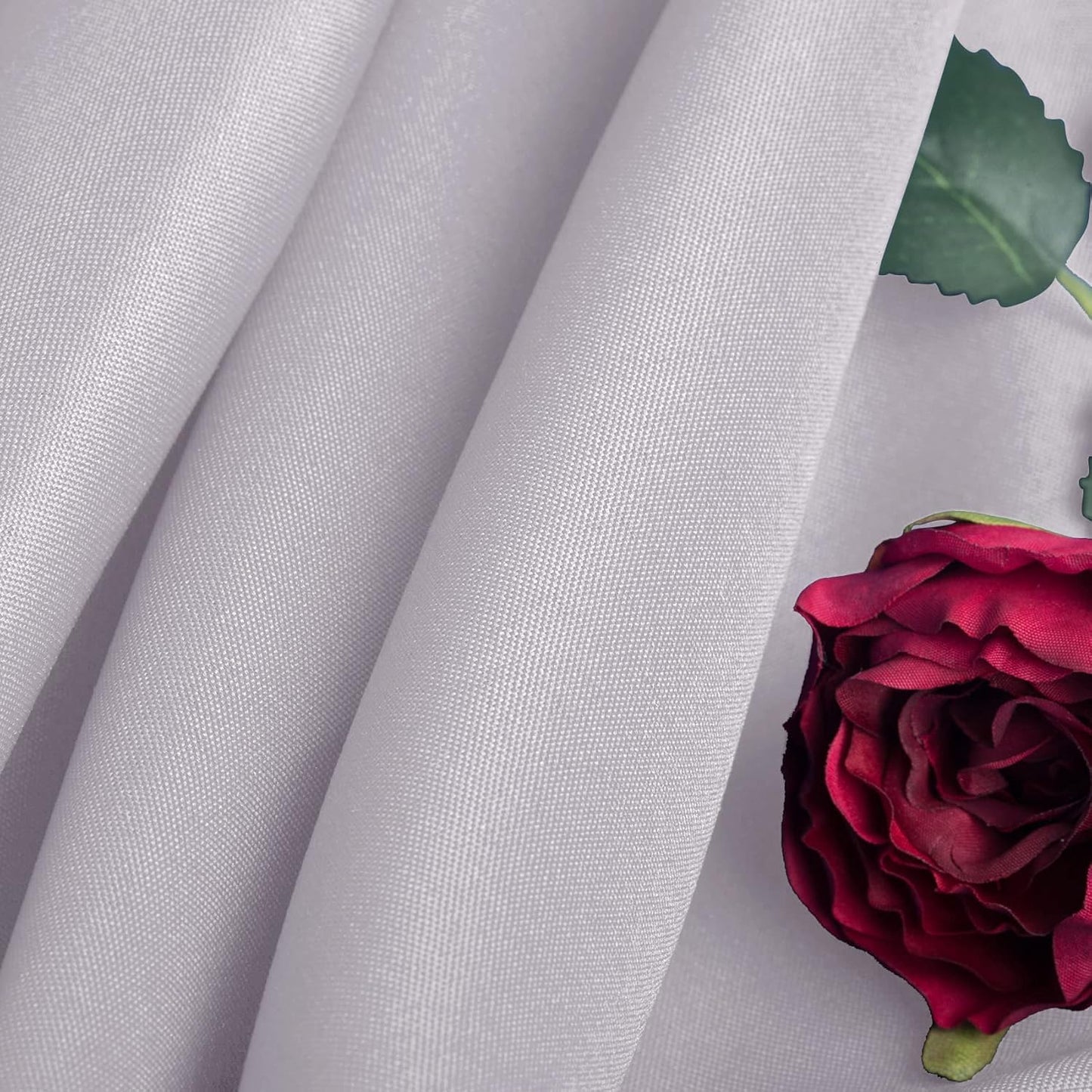 Ascoza 2pack 132 Inch Silver Round Tablecloth in Washable Polyester Fabric for Wedding/Banquet/Restaurant/Parties