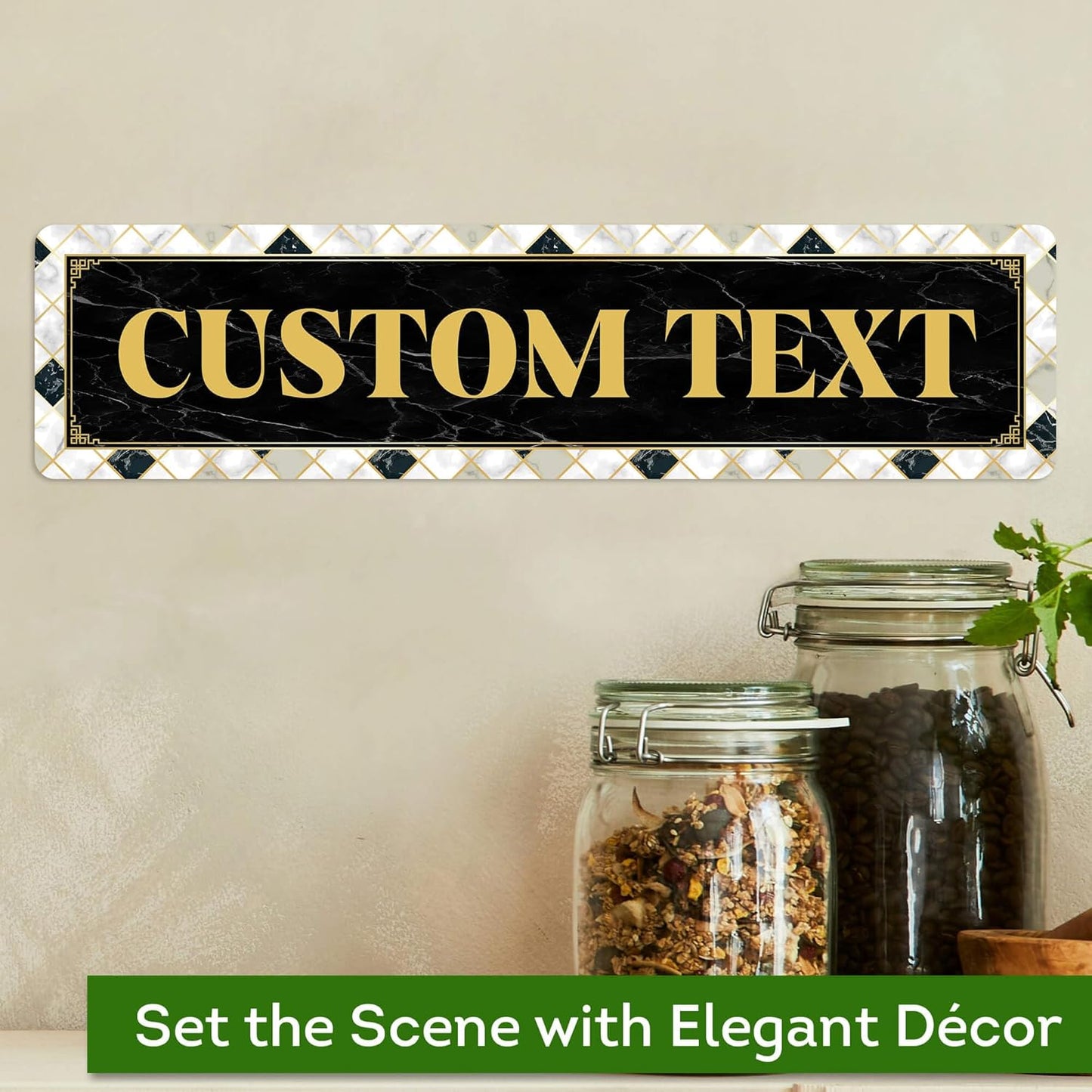 Custom Sign, Custom Street Sign, 11 Font Colors, 13 Font Styles, 4 Hole Options, 22 Sizes, 3x12 Inches, Rust Free DiBound, Fade Resistant, Made in USA by My Sign Center (Marble Tile)