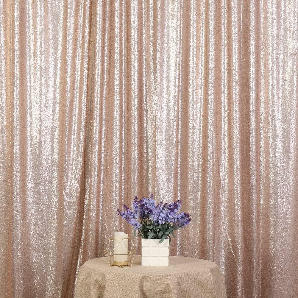 Poise3EHome 8FT x 10FT Sequin Photography Backdrop Curtain for Party Decoration, Champagne