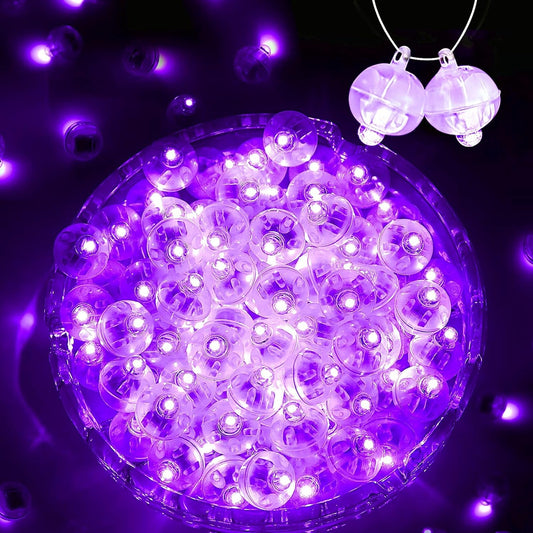 100PCs Balloon Lights, Long Standby Time Mini Ball Light, Mini Led Lights for Paper Lantern, Easter Eggs and Party Wedding Birthday Festival Christmas Decoration (Glow steadily Purple)