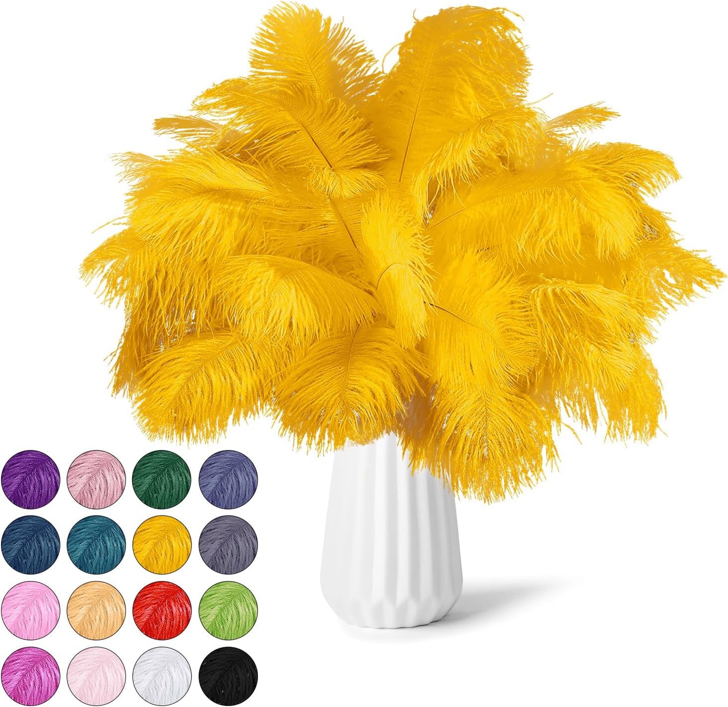NEWONG 30pcs Gold Ostrich Feathers Natural Bulk 8-10inch(20-25cm) Vase Craft Wedding Home Party Centerpieces Christmas Day Decoration
