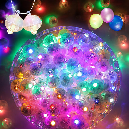 100Pcs Balloon Lights with Lanyard, Long Standby Time Mini Balloon Lights, LED Multicolor Flash Round Ball Lamp for Paper Lantern, Wedding, Birthday Halloween Easter Christmas Decorative
